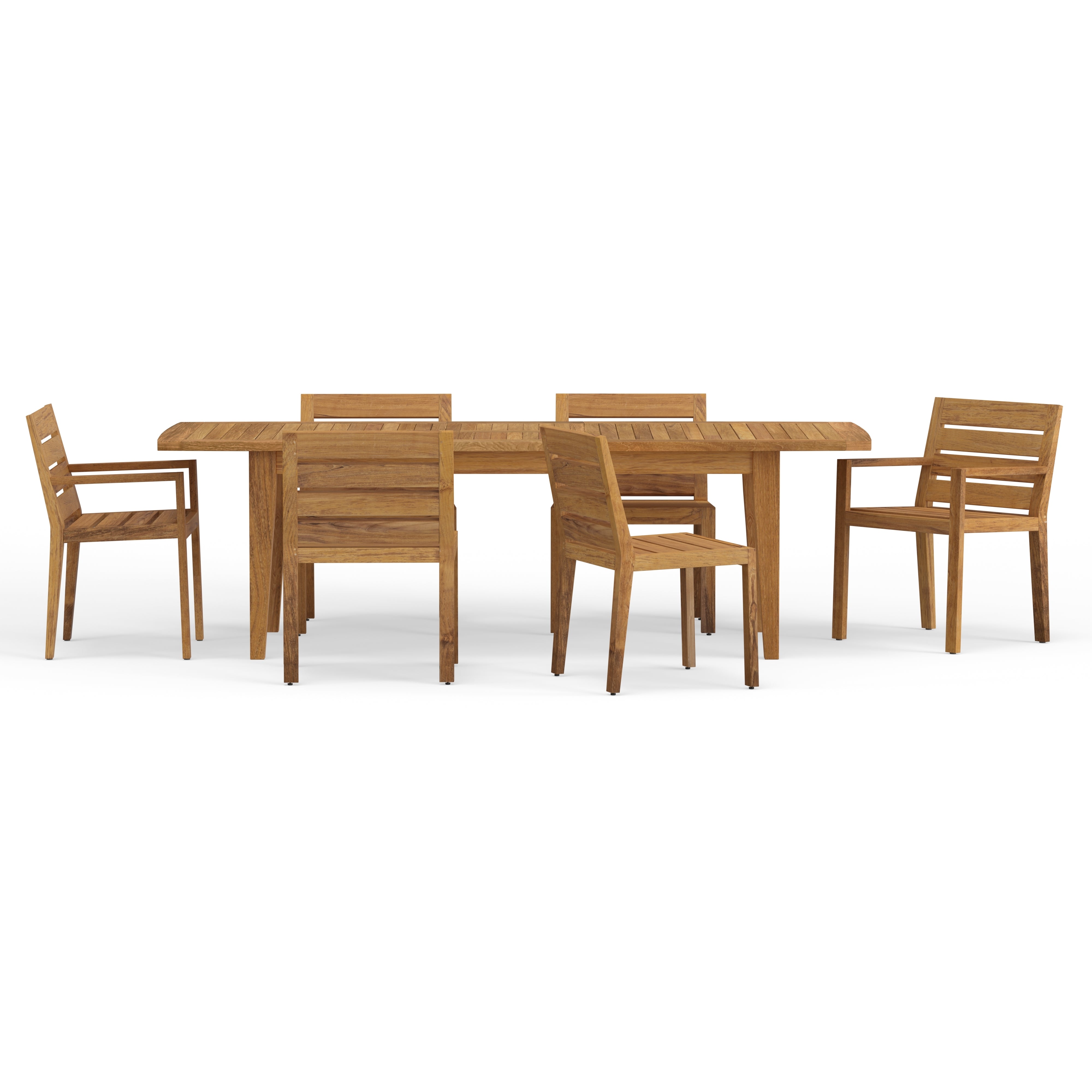 Best Quality Teak Outdoor Extension Dining Table And Chairs Set For 6