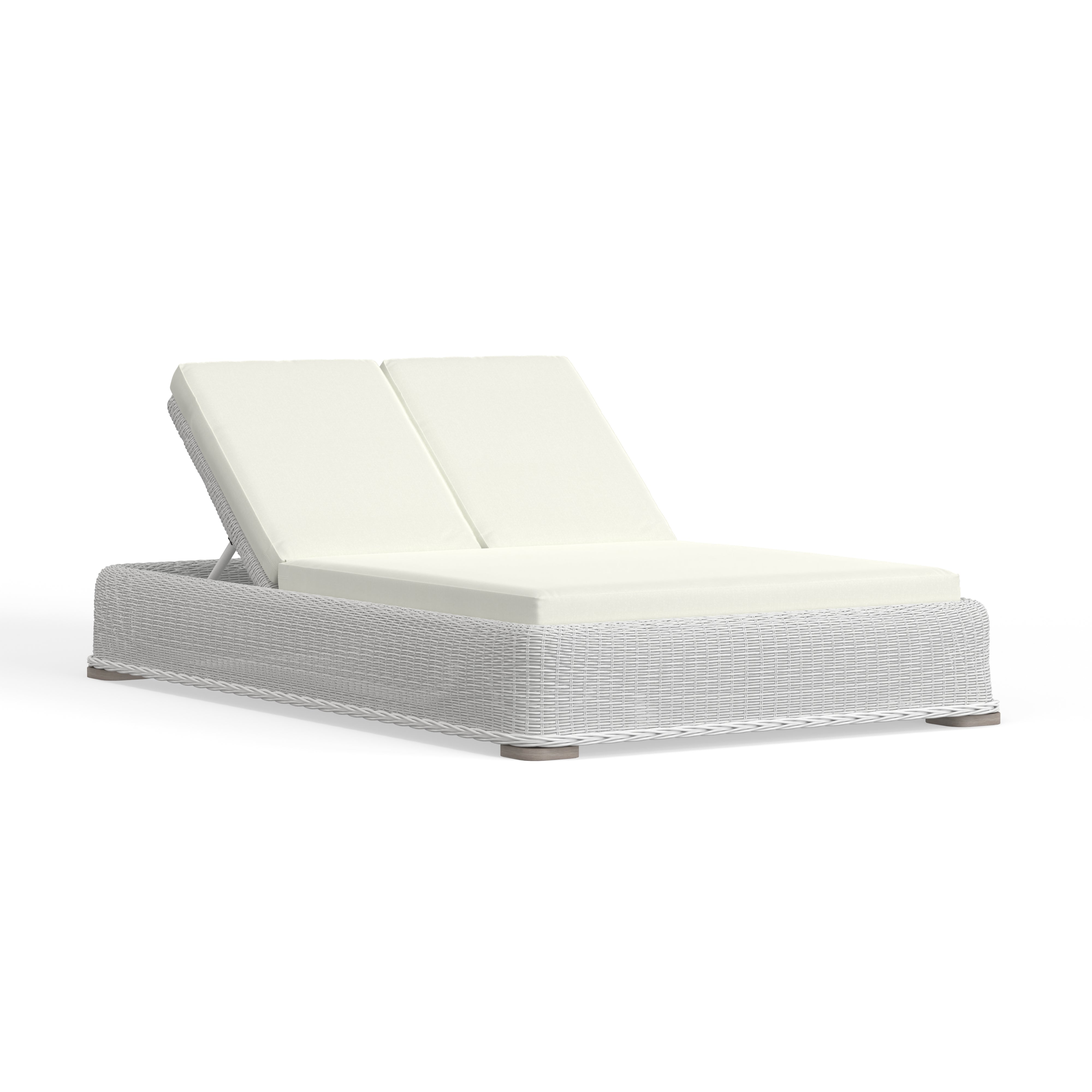White Wicker Double Chaise Lounge
