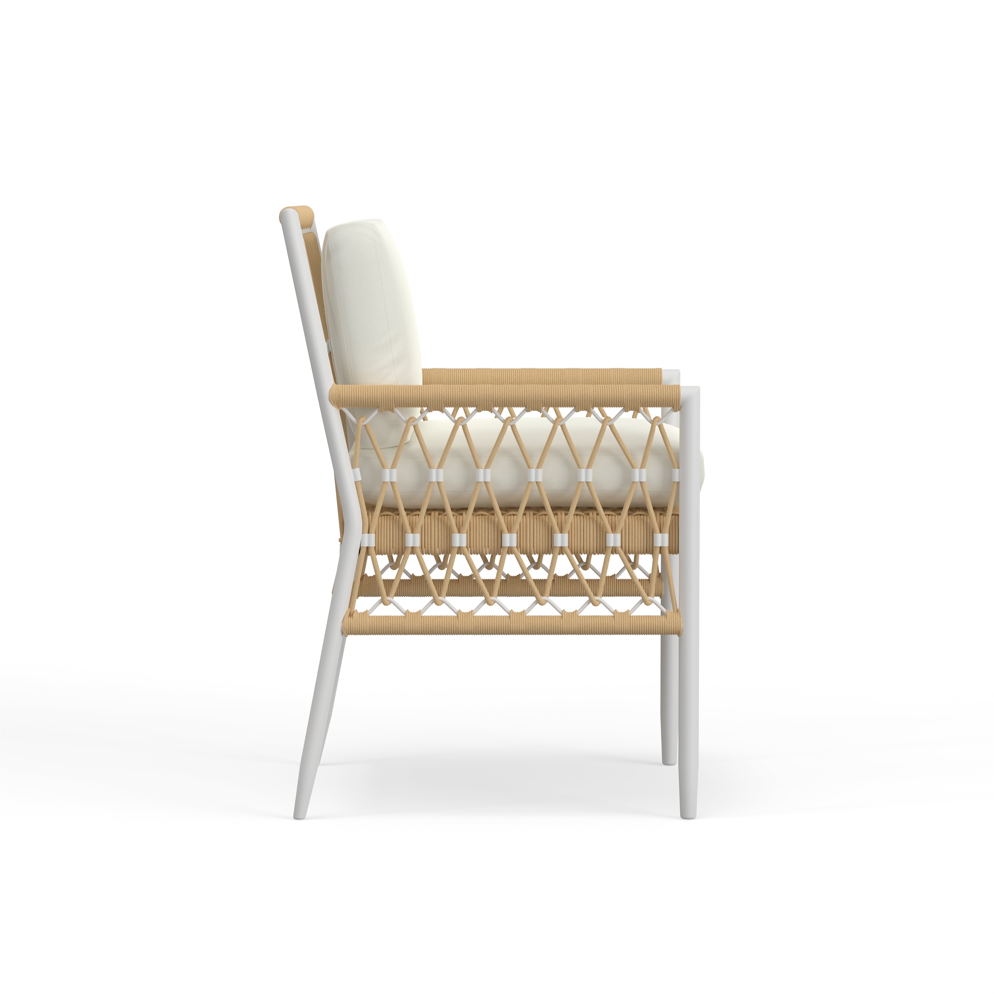 White Aluminum And Rope Dining Chair Set