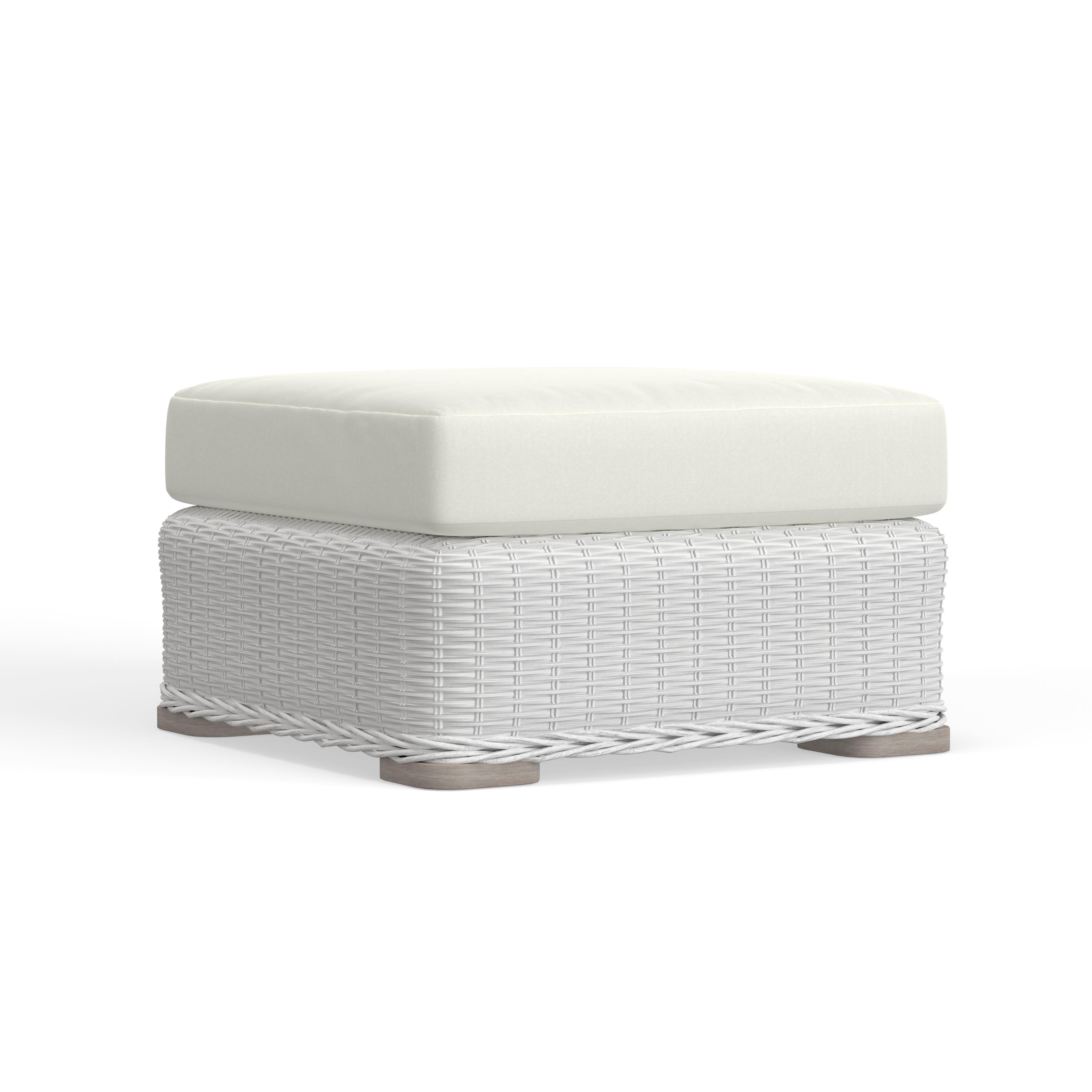 White resin online wicker ottoman