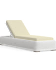 White Wicker Poolside Chaise Lounge, Perfect For Outdoors