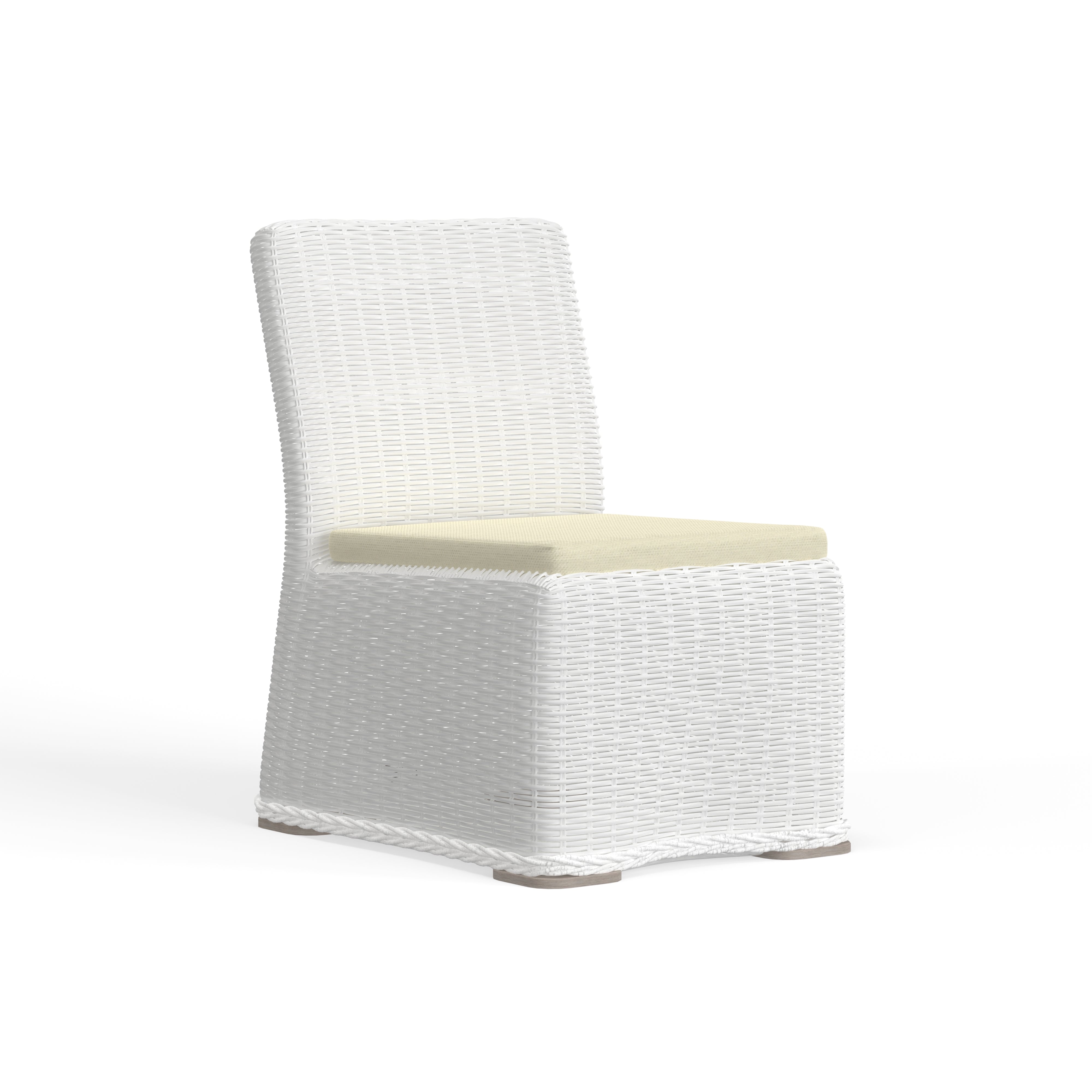 White Wicker Dining Side Chair Safe For Outdoor Use