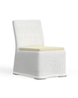 White Wicker Dining Side Chair Safe For Outdoor Use