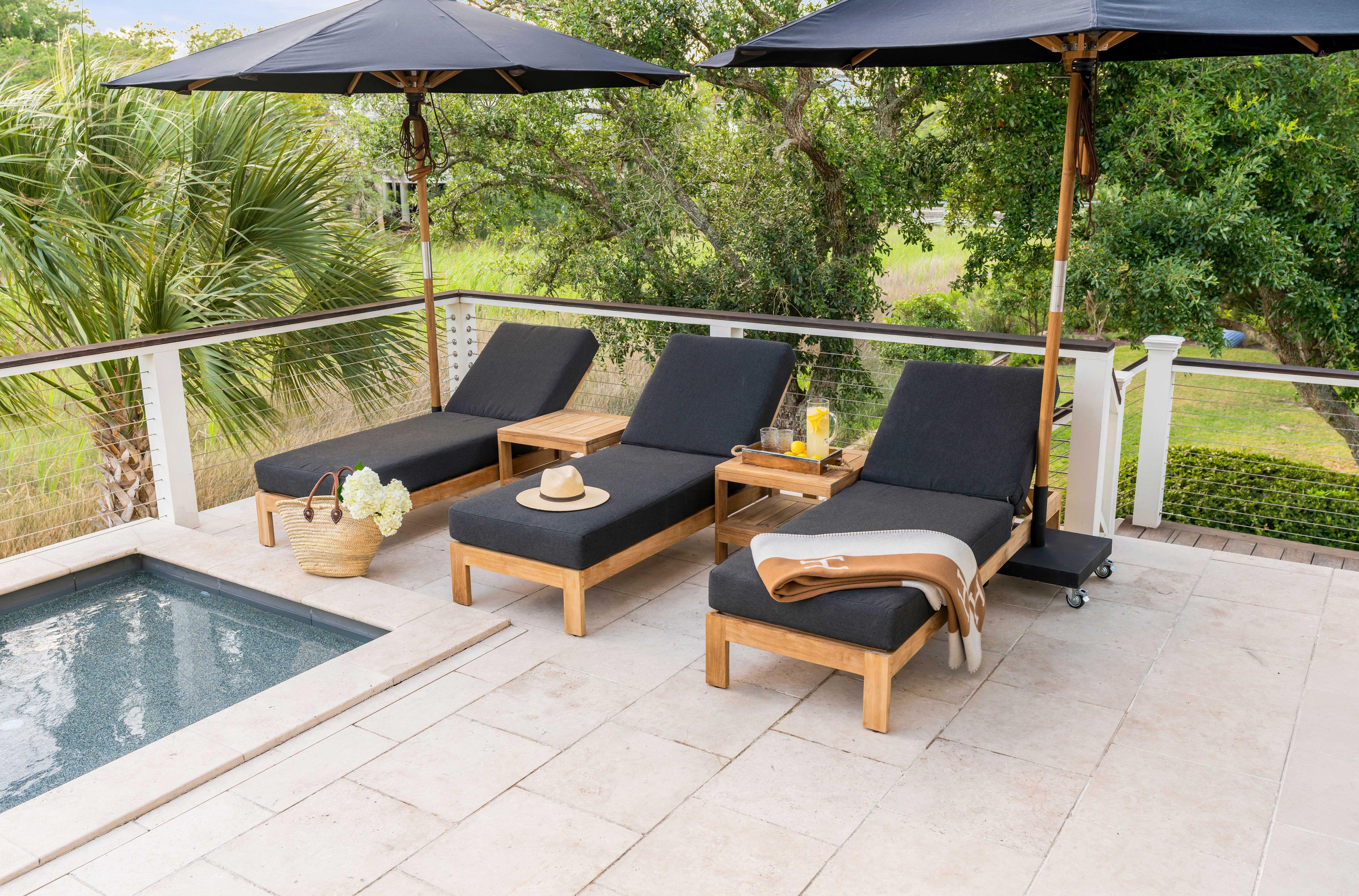 Highest Quality Teak Outdoor Chaise Lounge Chairs With Sunbrella Cushions