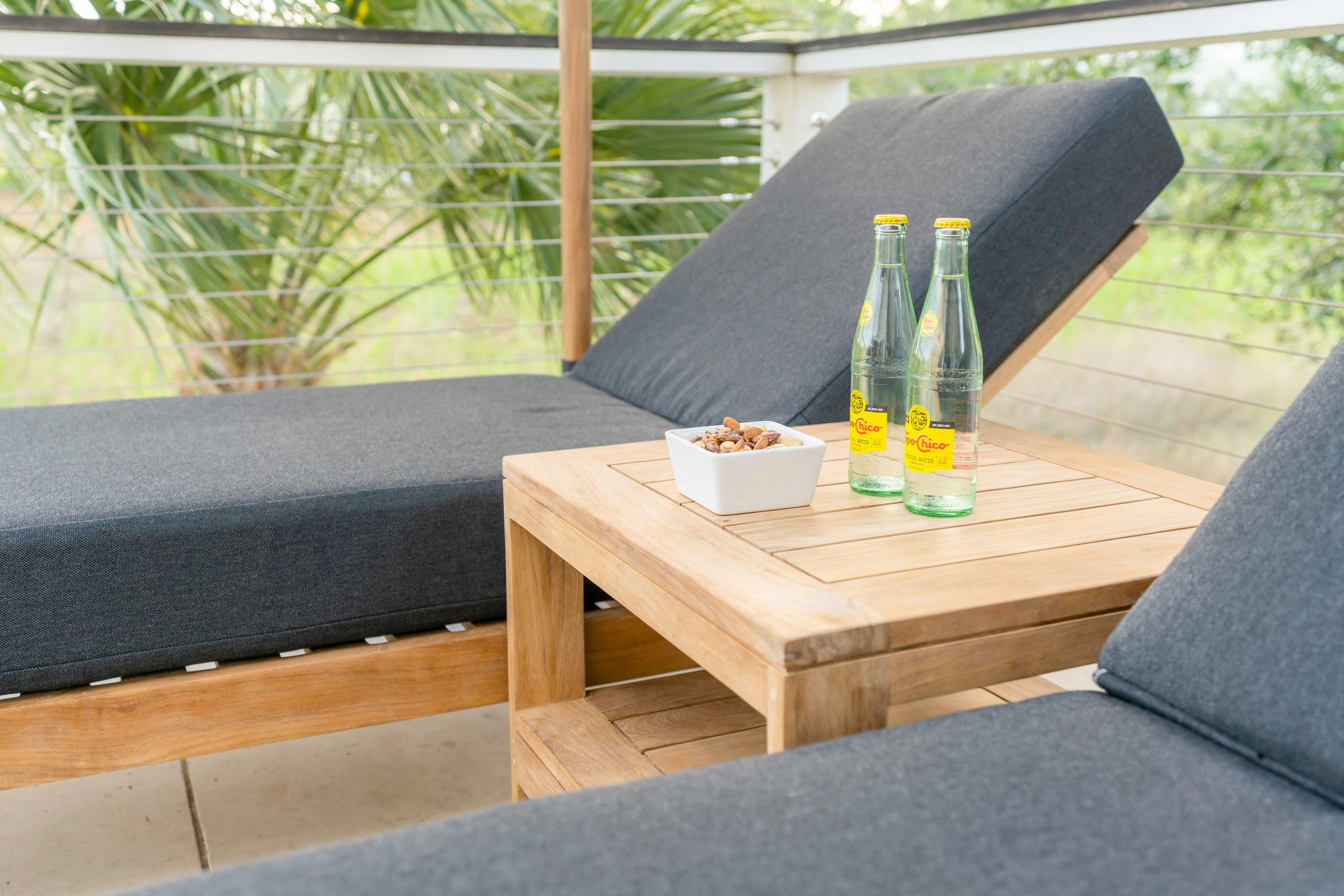 Modern Teak Chaise Lounge Set