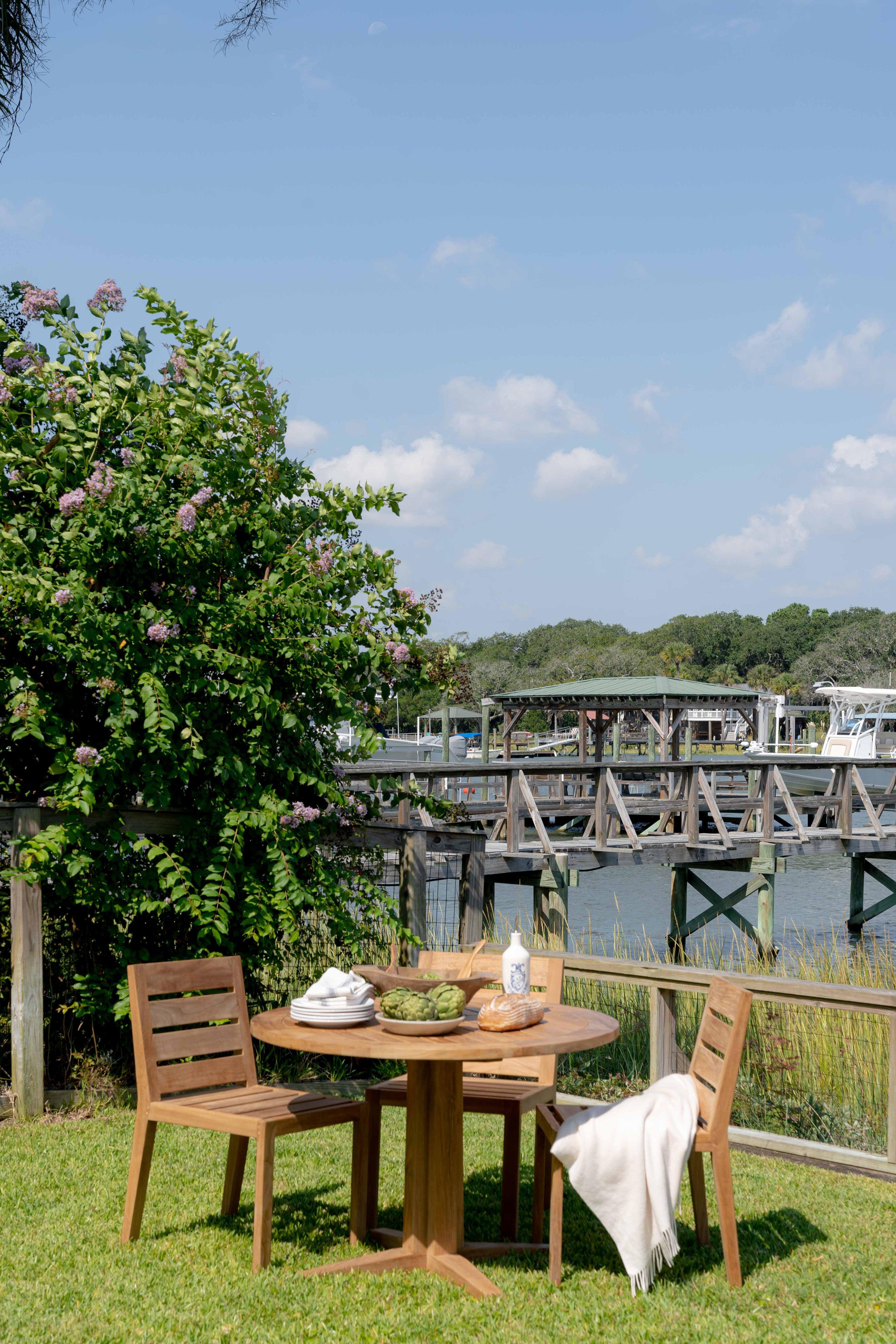 Teak outdoor breakfast table set