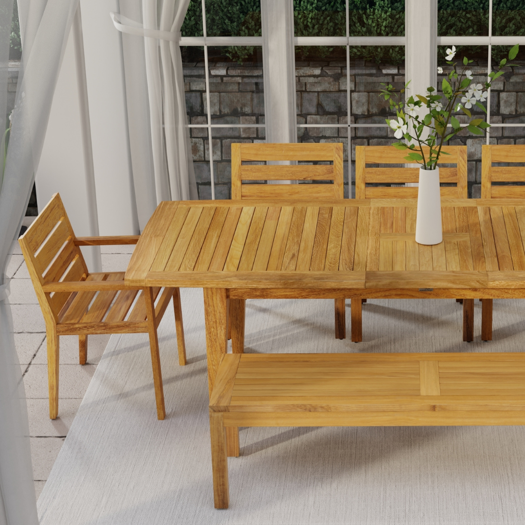 Charleston 7-Piece Extension Table &amp; Bench Dining Set