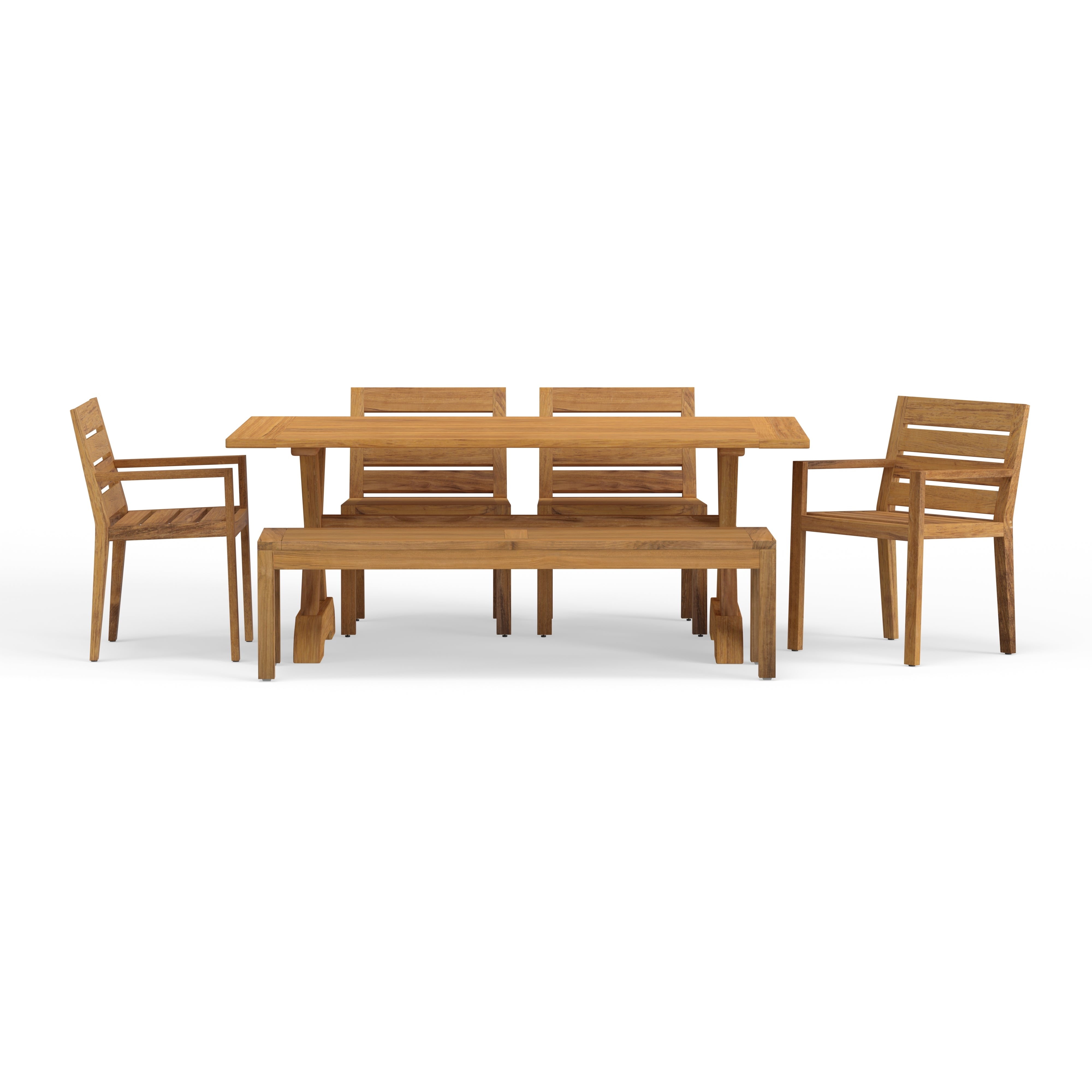 Luxury Outdoor Trestle Dining Table Set For Six