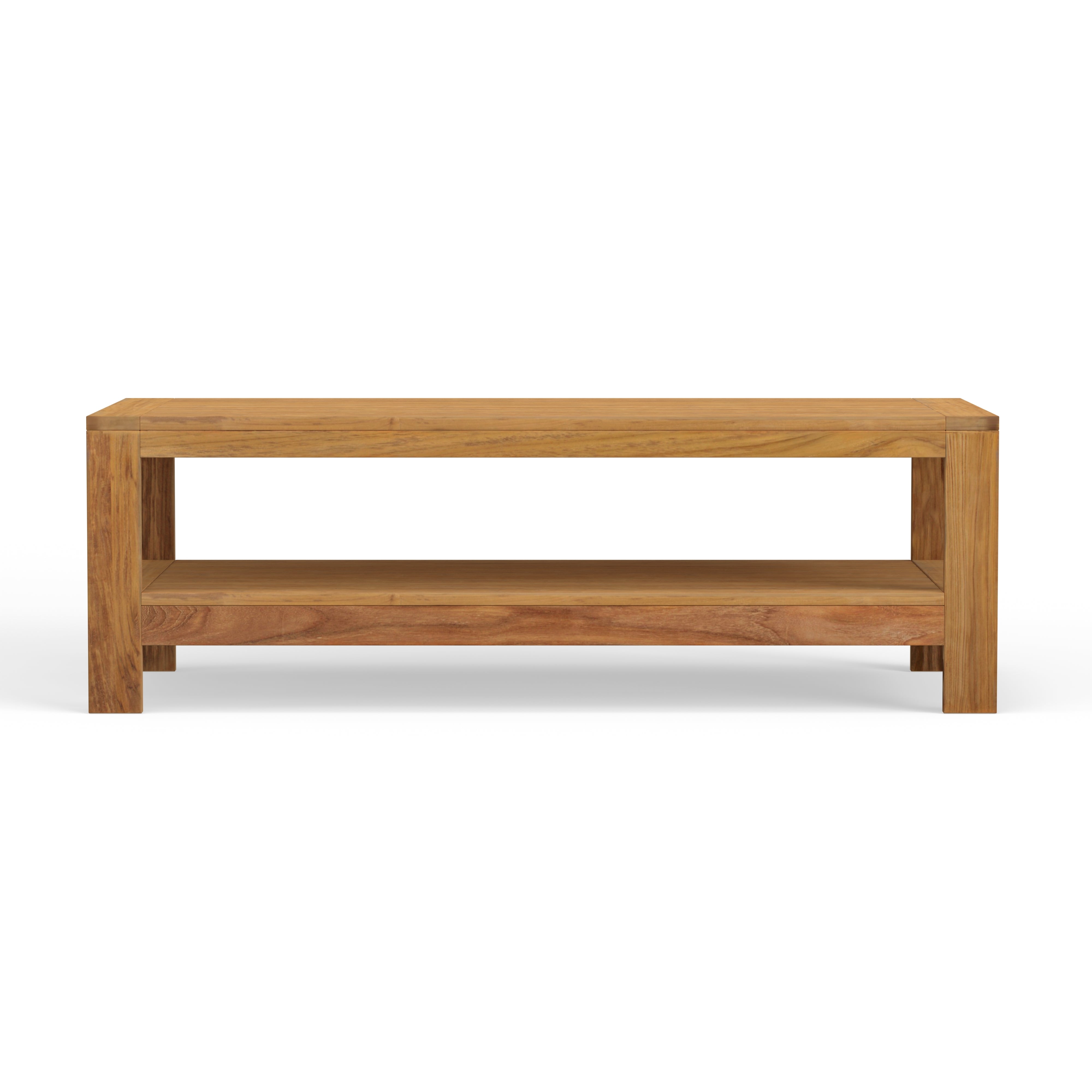 Modern Teak Outdoor Coffee Table With Shelf