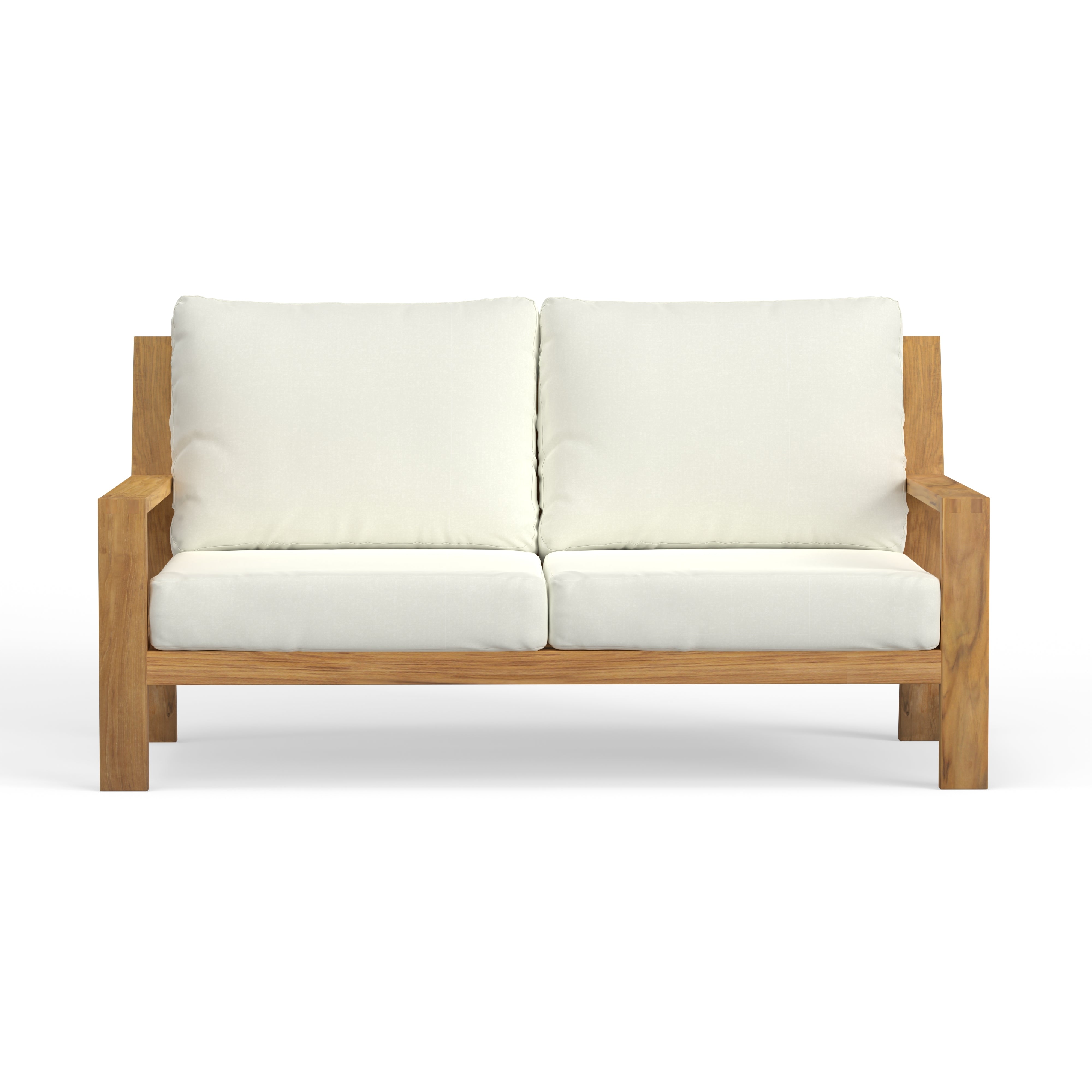 Harbor Classic Luxury Outdoor All Teak Wood Loveseat For Two With The Most Comfortable Sunbrella Cushions In Any Color