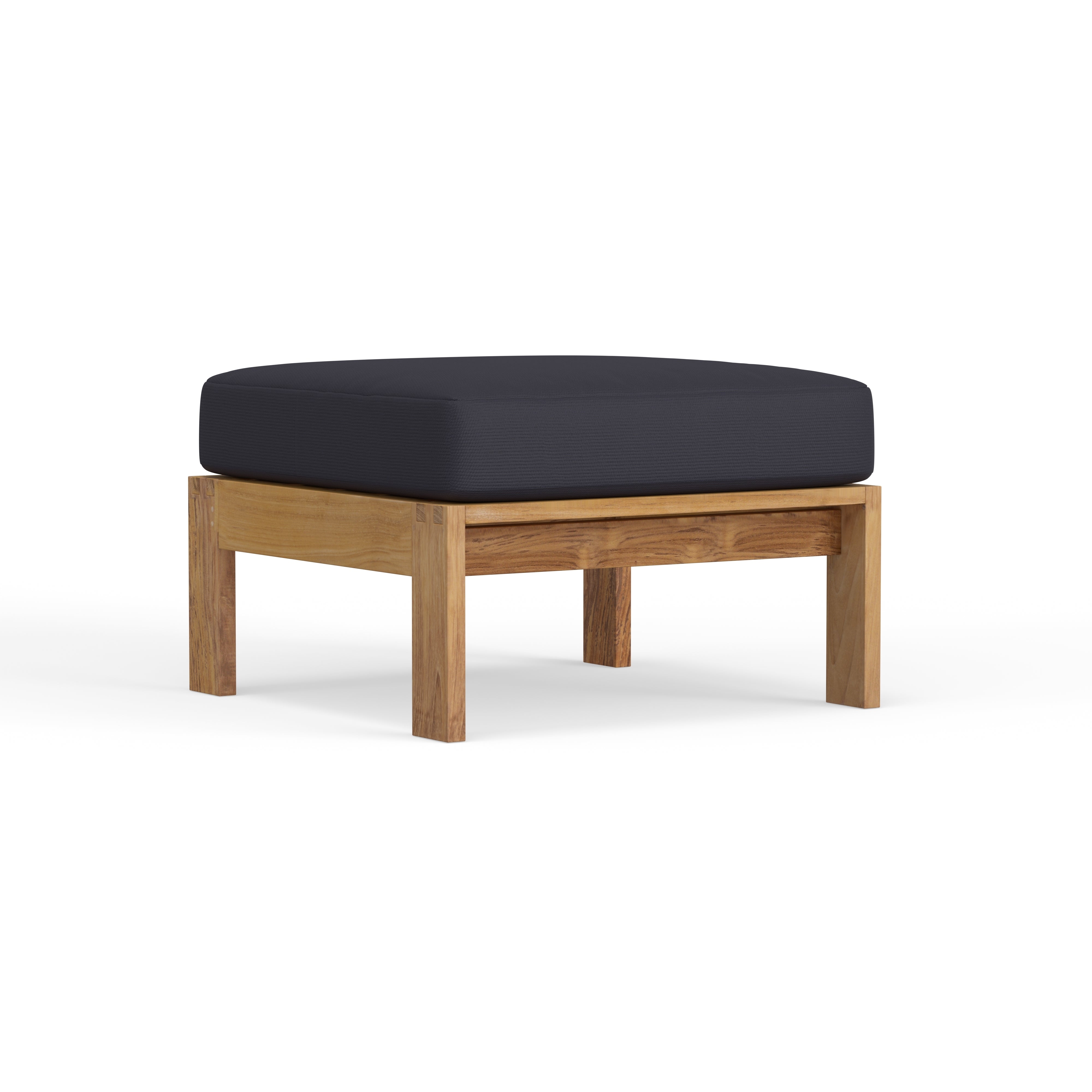 Highest Quality All Teak Outdoor Ottoman With Sunbrella Cushions Included Available Now