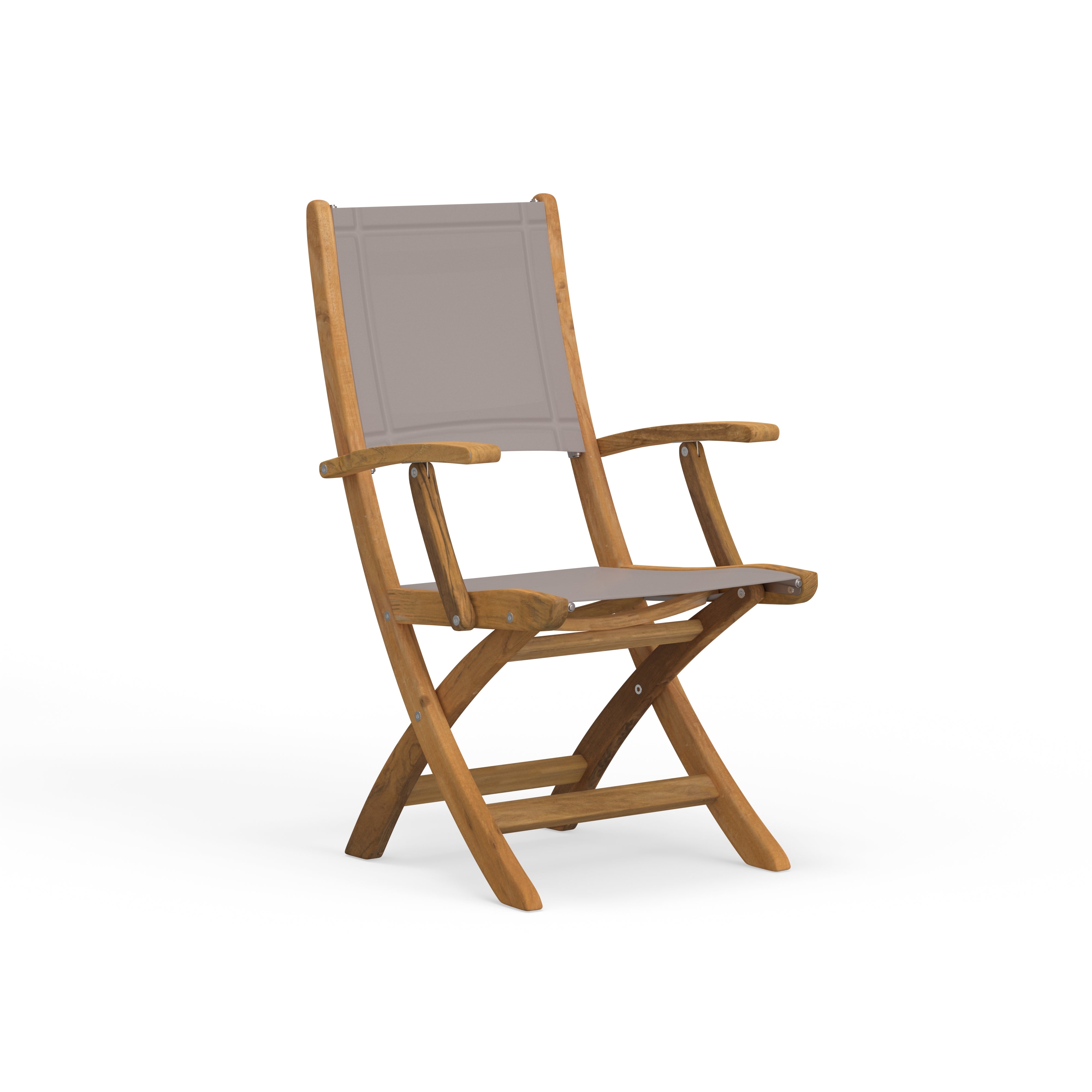 Great Quality Teak Folding Chair Set In Taupe