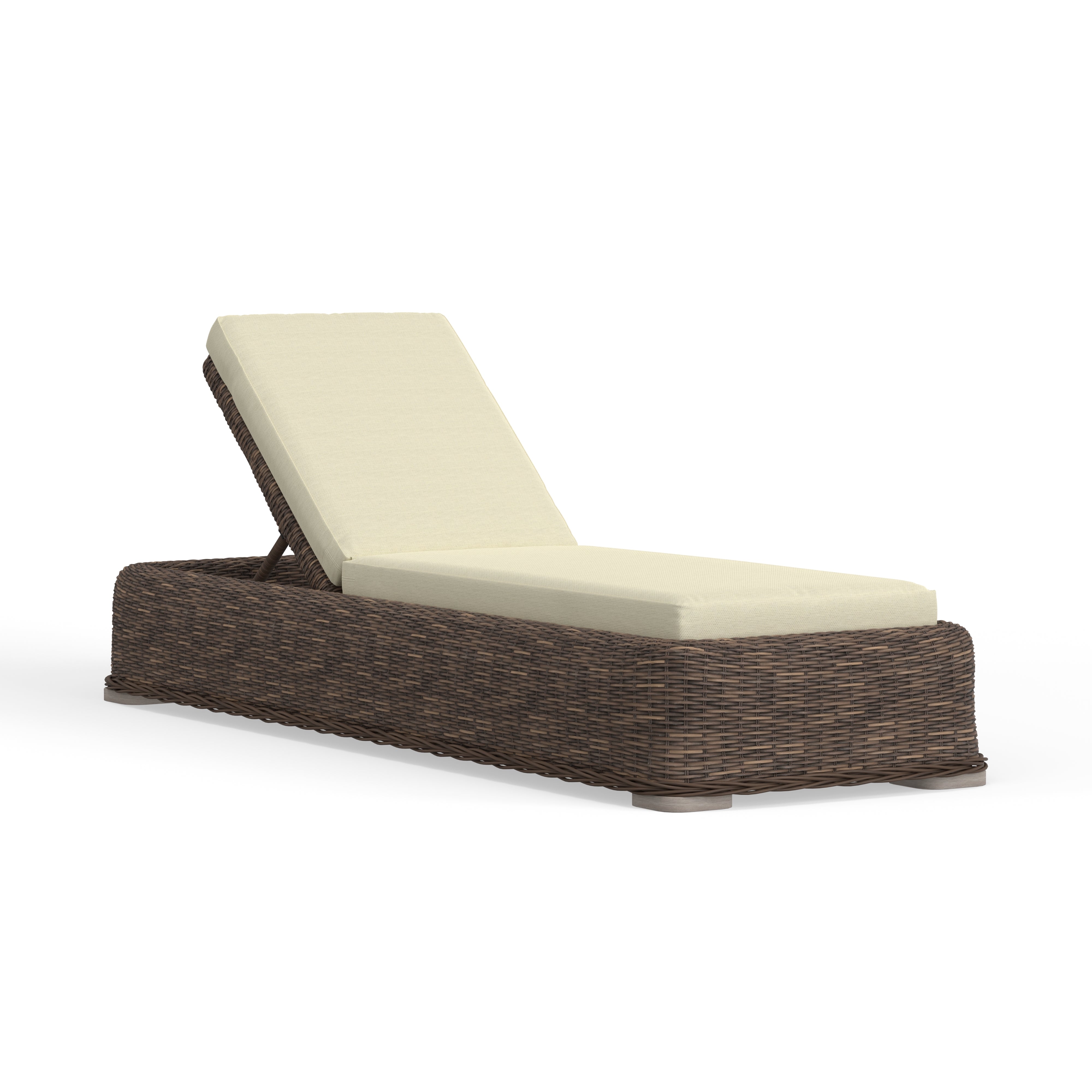 Outdoor Wicker Chaise Lounge With Comfortable Sunbrella Cushions