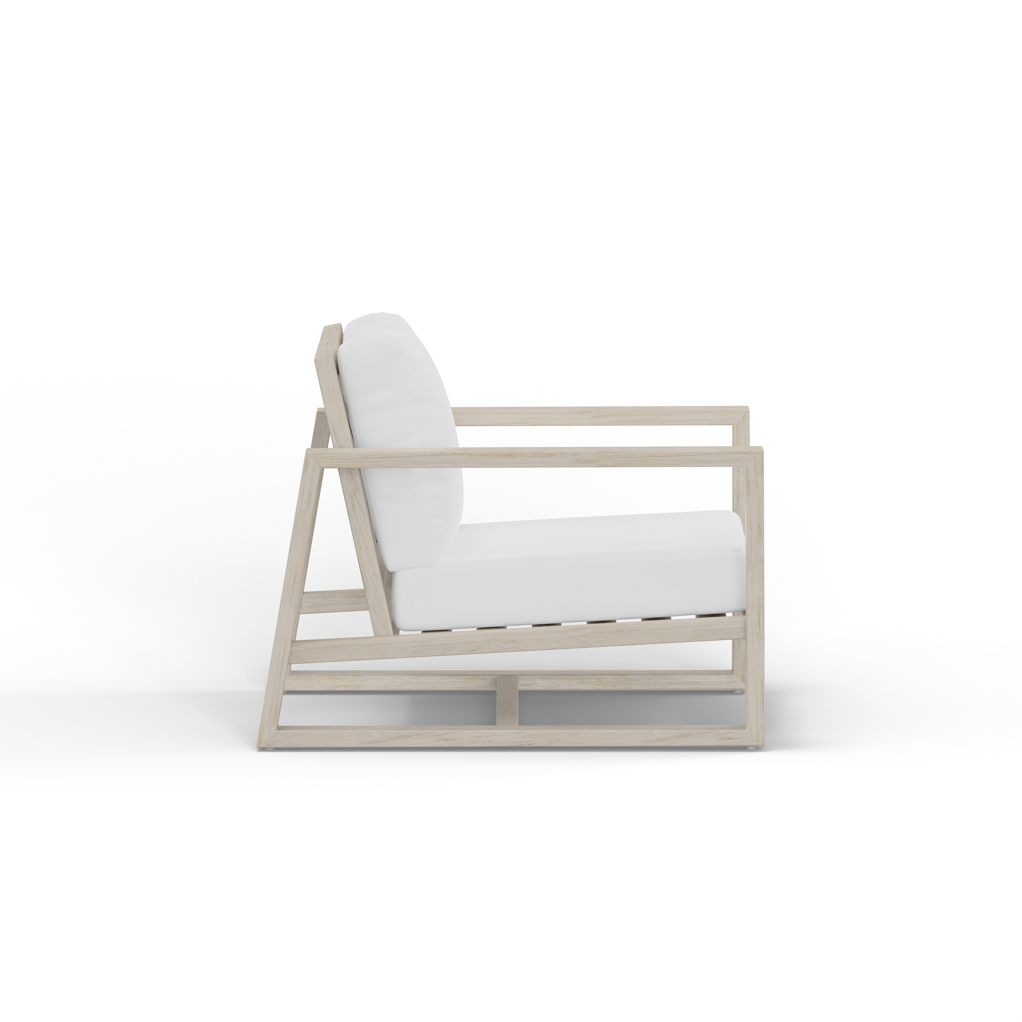 Modern White Washed Teak Club Chair