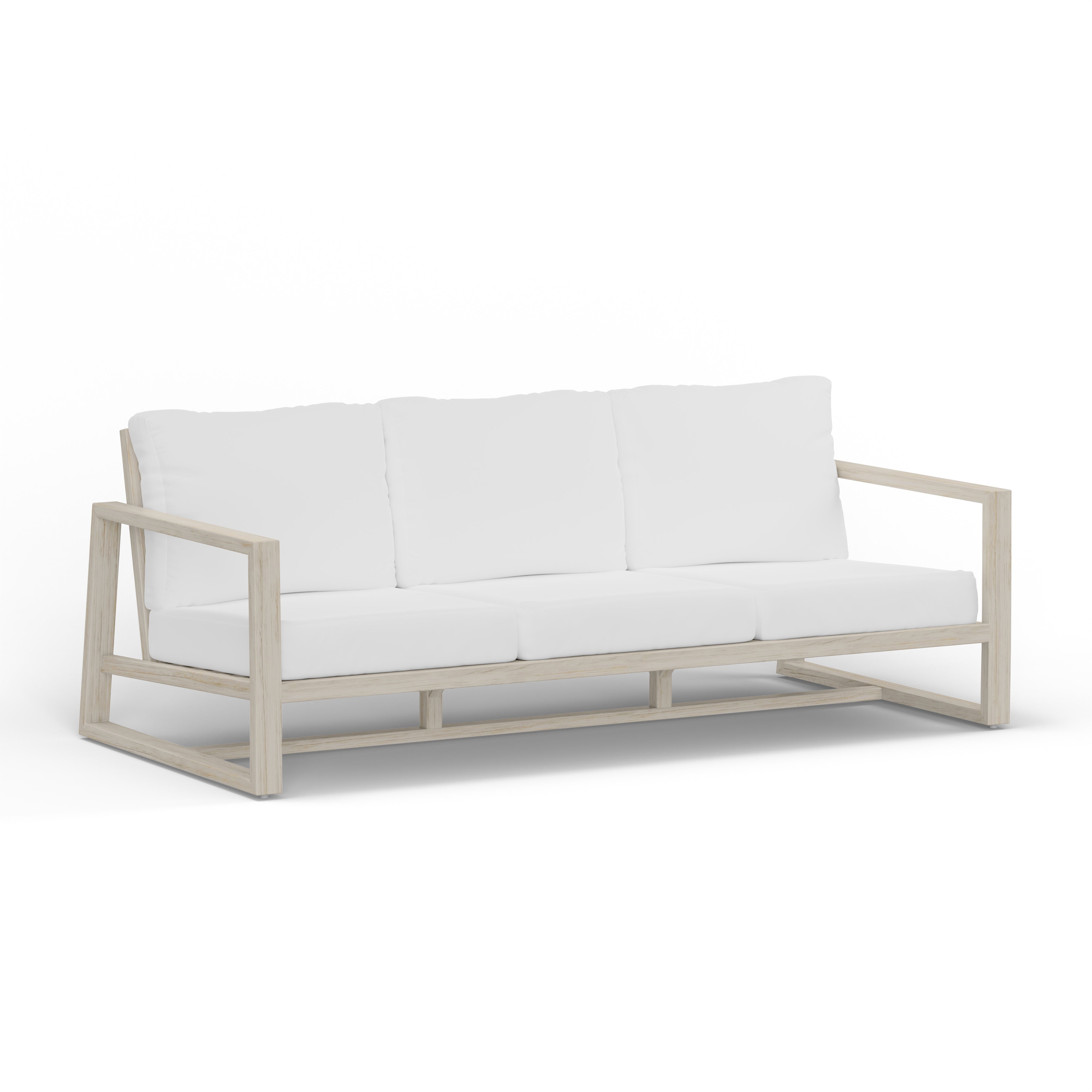 Best Quality Luxury Modern Outdoor Weathered Gray Teak Sofa With Sunbrella Cushions