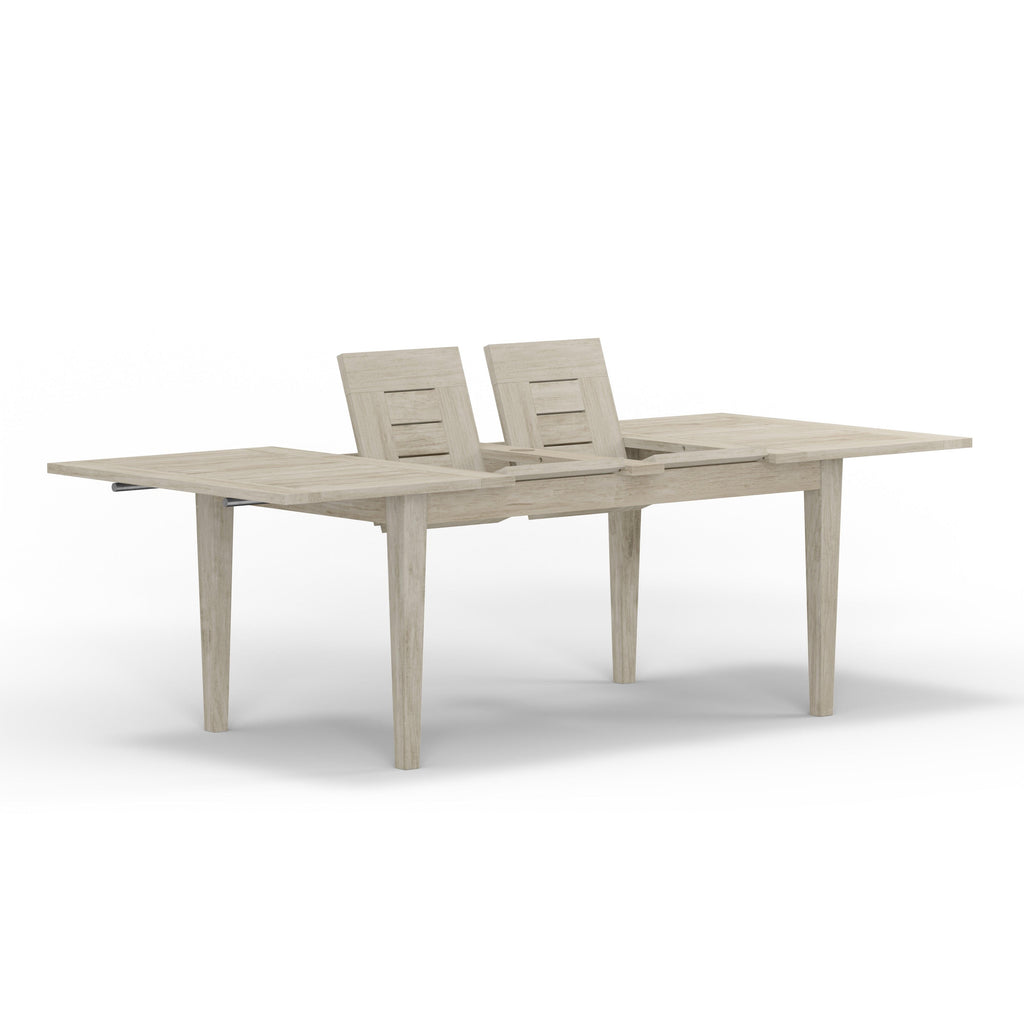 Weathered Gray Teak Extension Dining Table Set