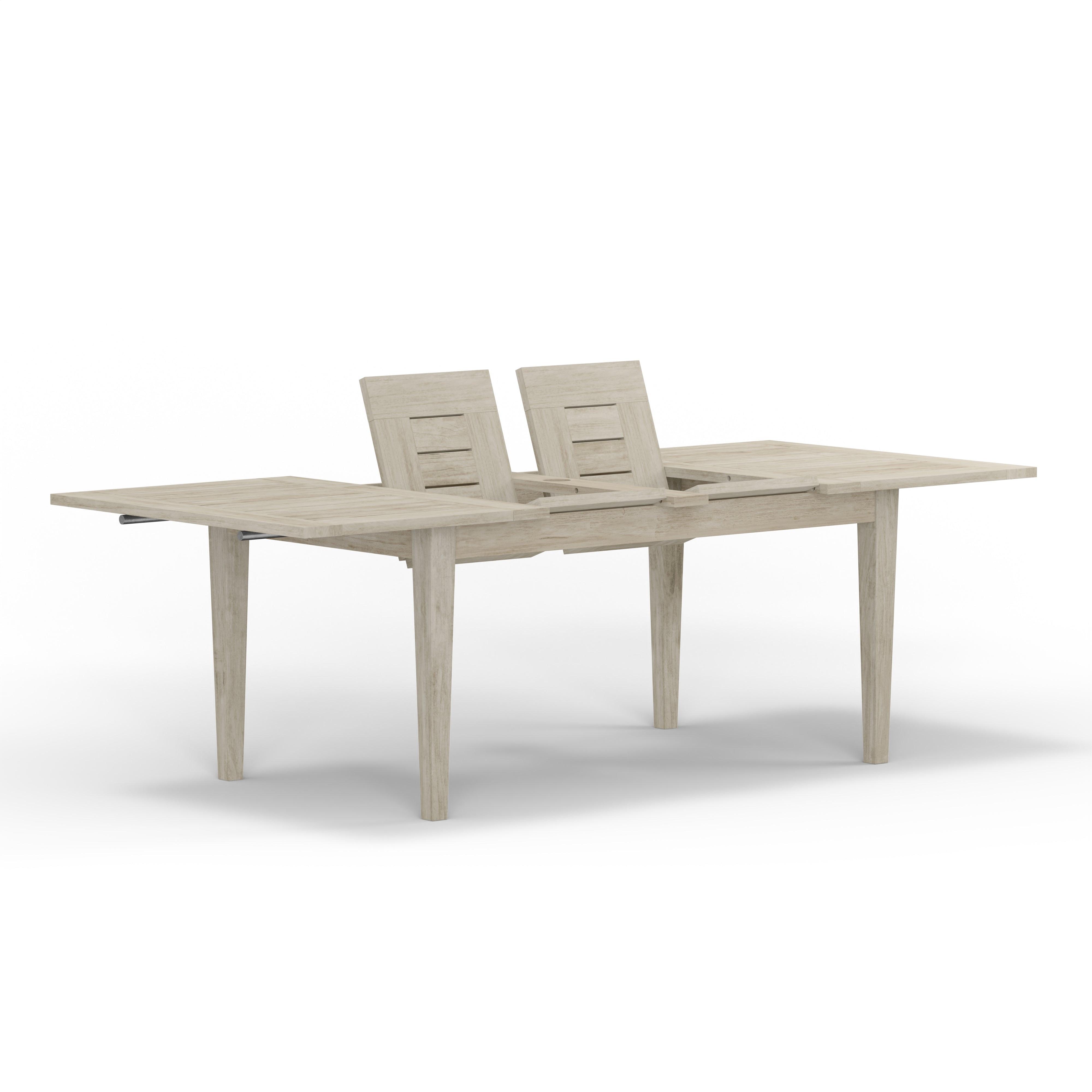 Weathered Gray Teak Extension Dining Table Set