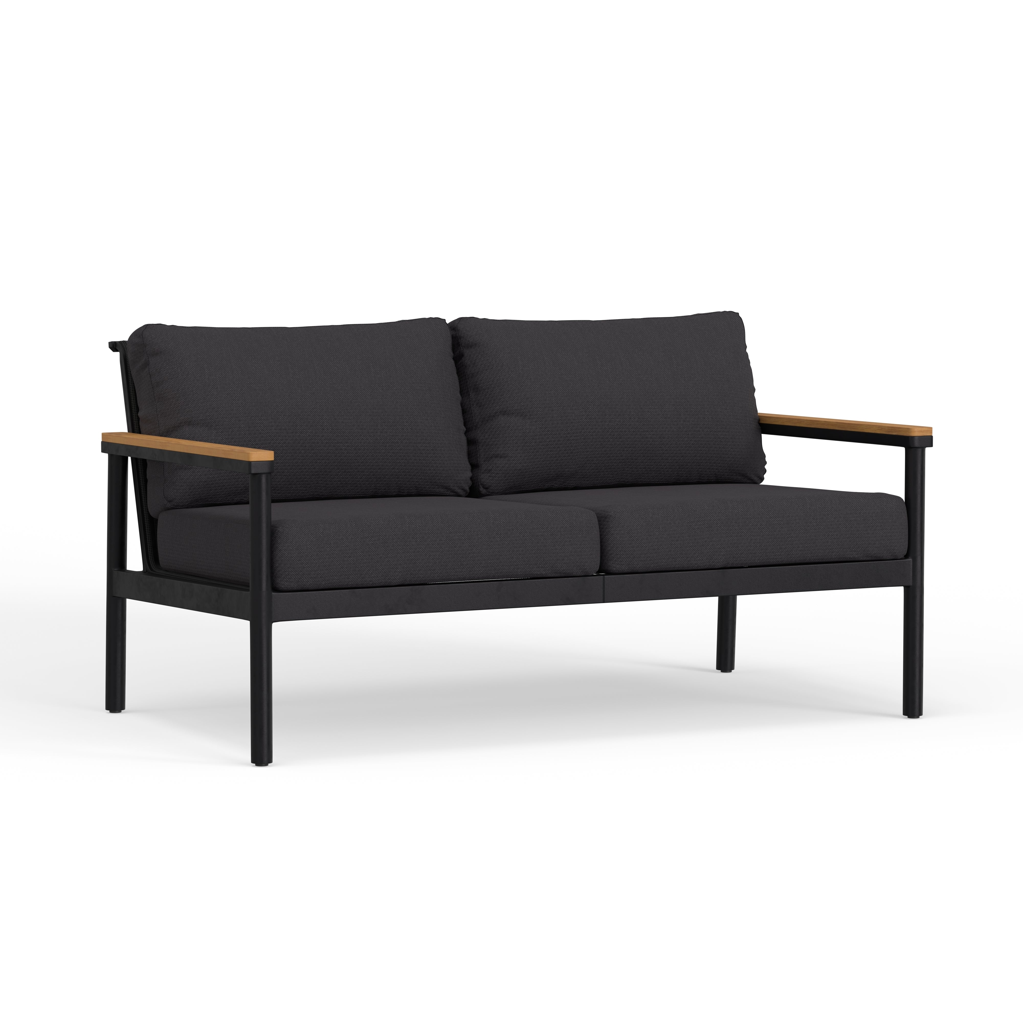 Modern Black Aluminum Seating Set For Outdoors With Cushions