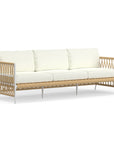 Best Quality Luxury Outdoor Sofa Featured In White Powder Coated Aluminum And Weatherproof UV Resistant Rope.