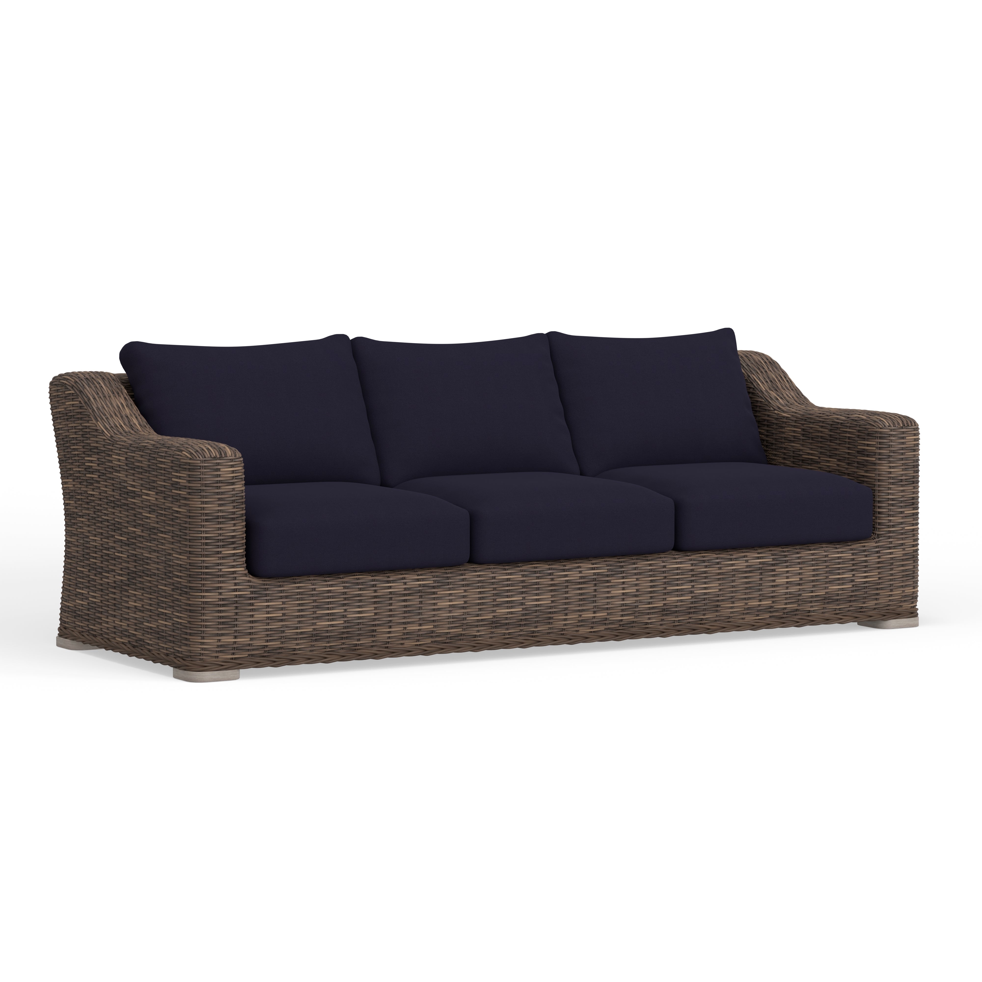 Wicker Sofa With Navy Cushions Built To Last