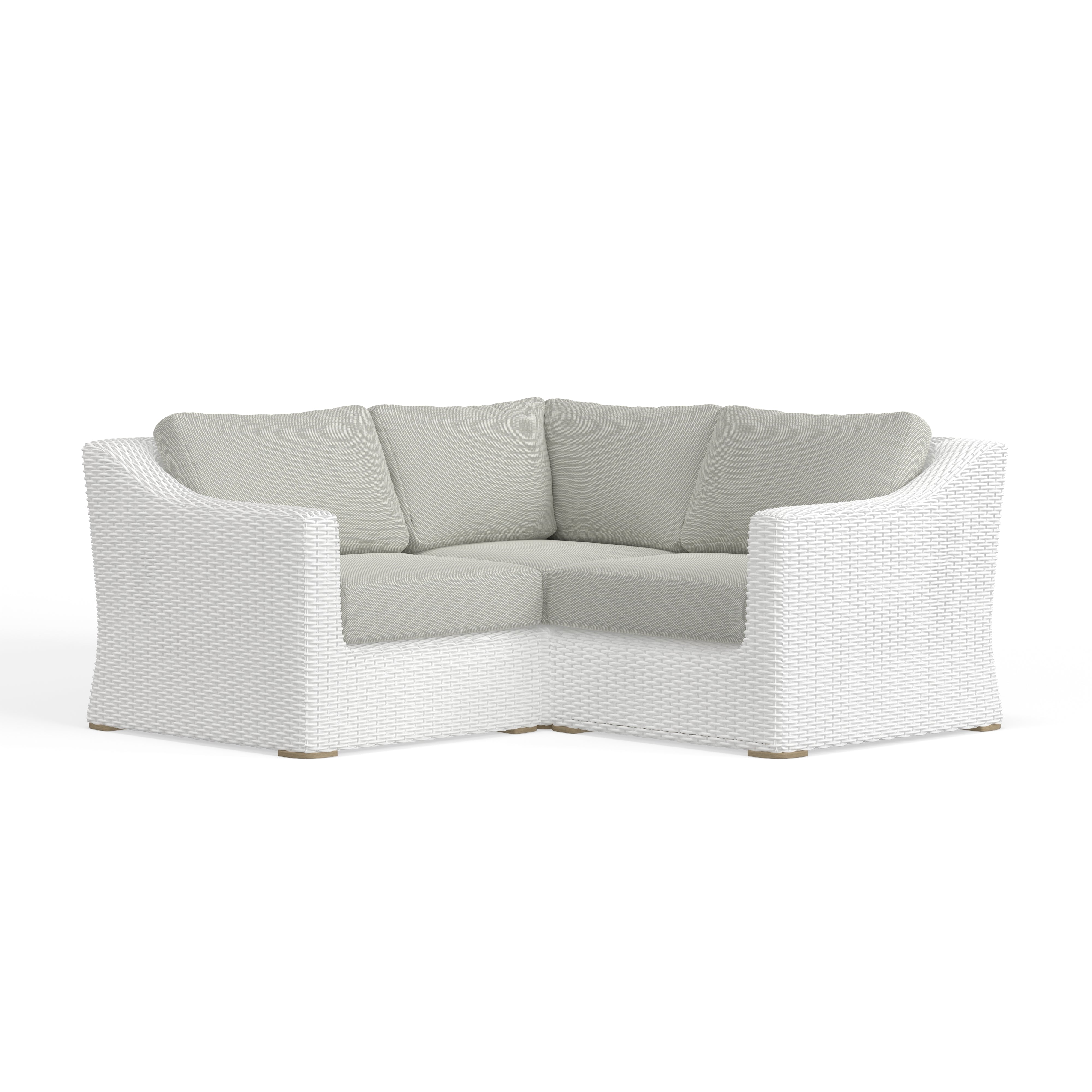 White Wicker Sunbrella Cushion Sectional  