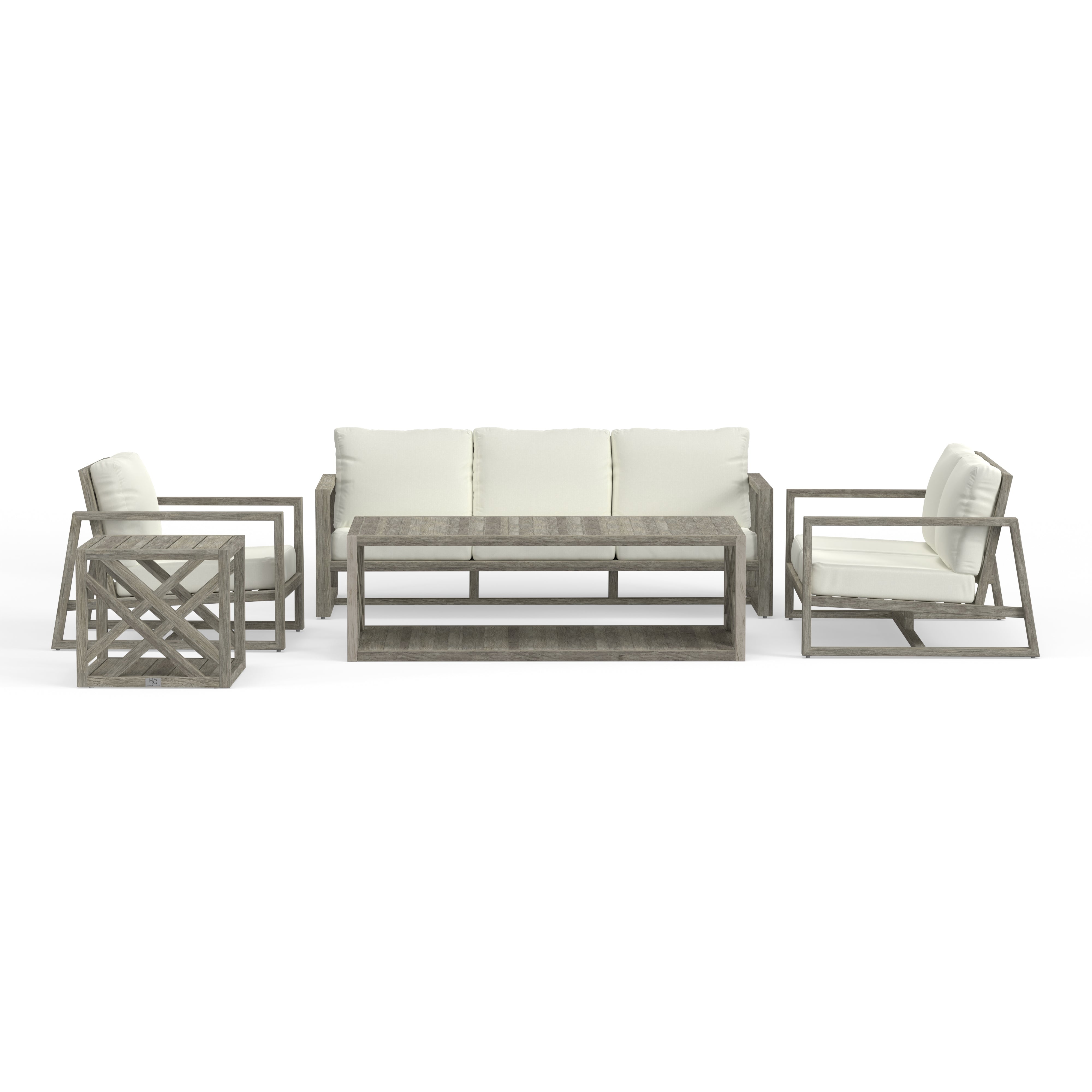 Best Quality Modern Outdoor Seating Set For Six In Weathered Gray