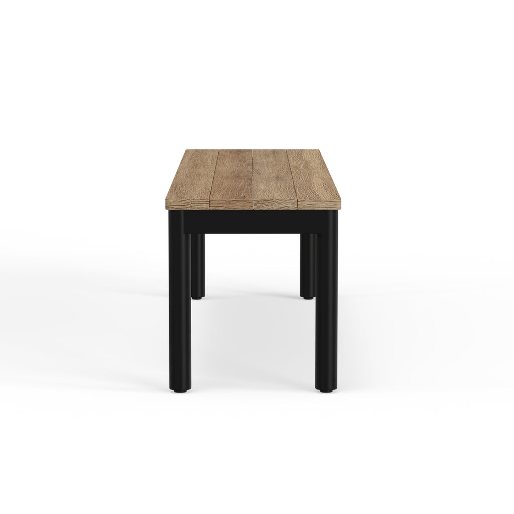 Black Aluminum And Teak Bench