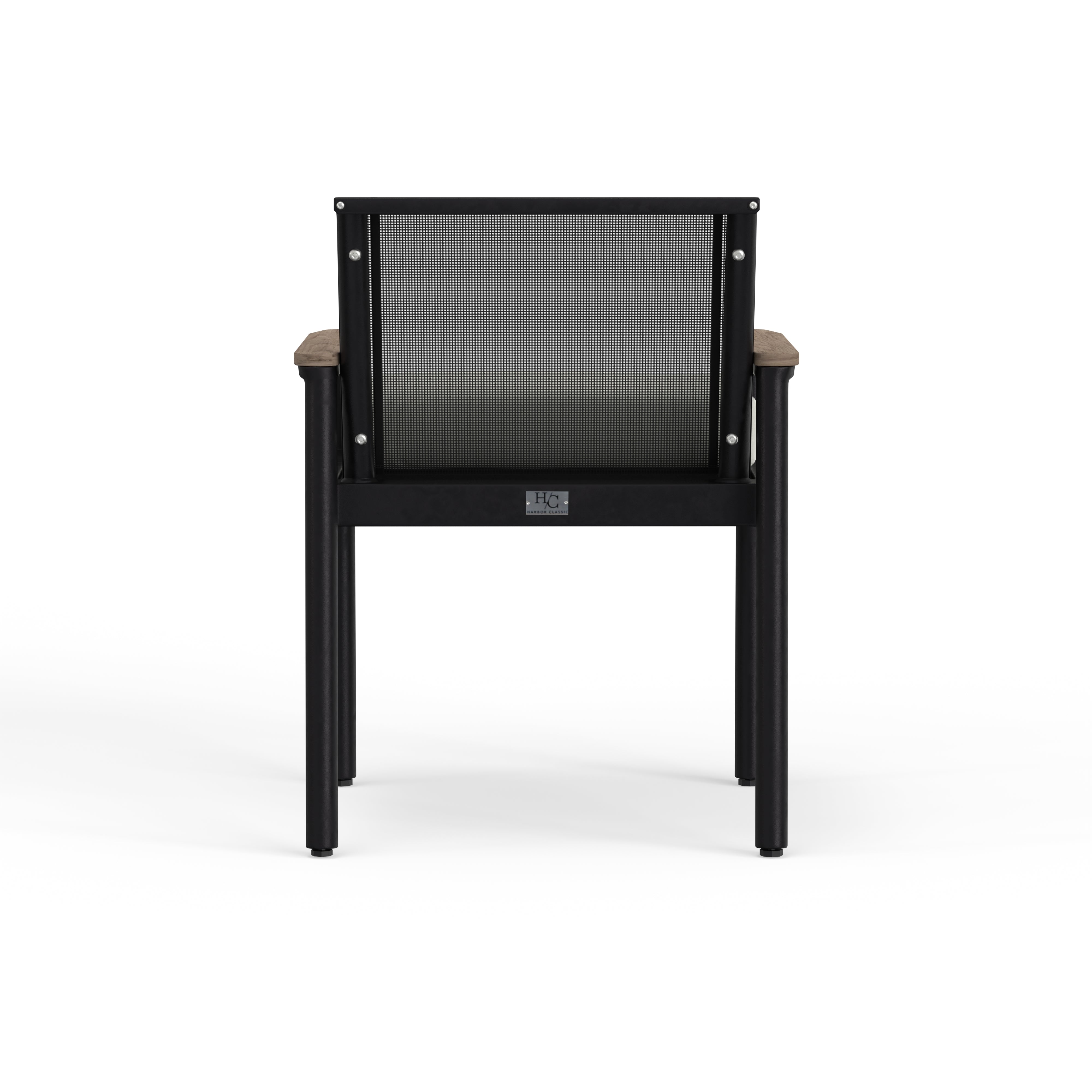 Black Aluminum &amp; Teak Modern Dining Chairs