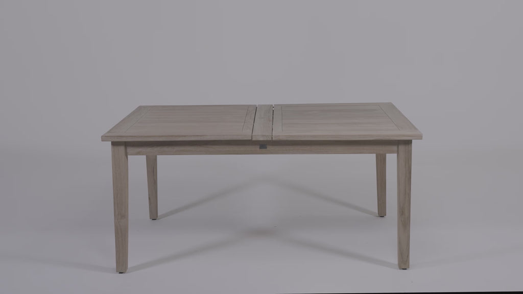 Gray Teak Outdoor Extension Dining Table Video
