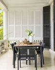 Outdoor Teak And Black Aluminum Dining Table 