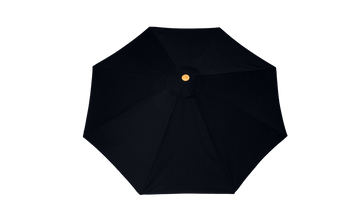 Stylish And Chick Luxury Outdoor Black Umbrella Featured In Teak Wood And Mobile Black Steel Base