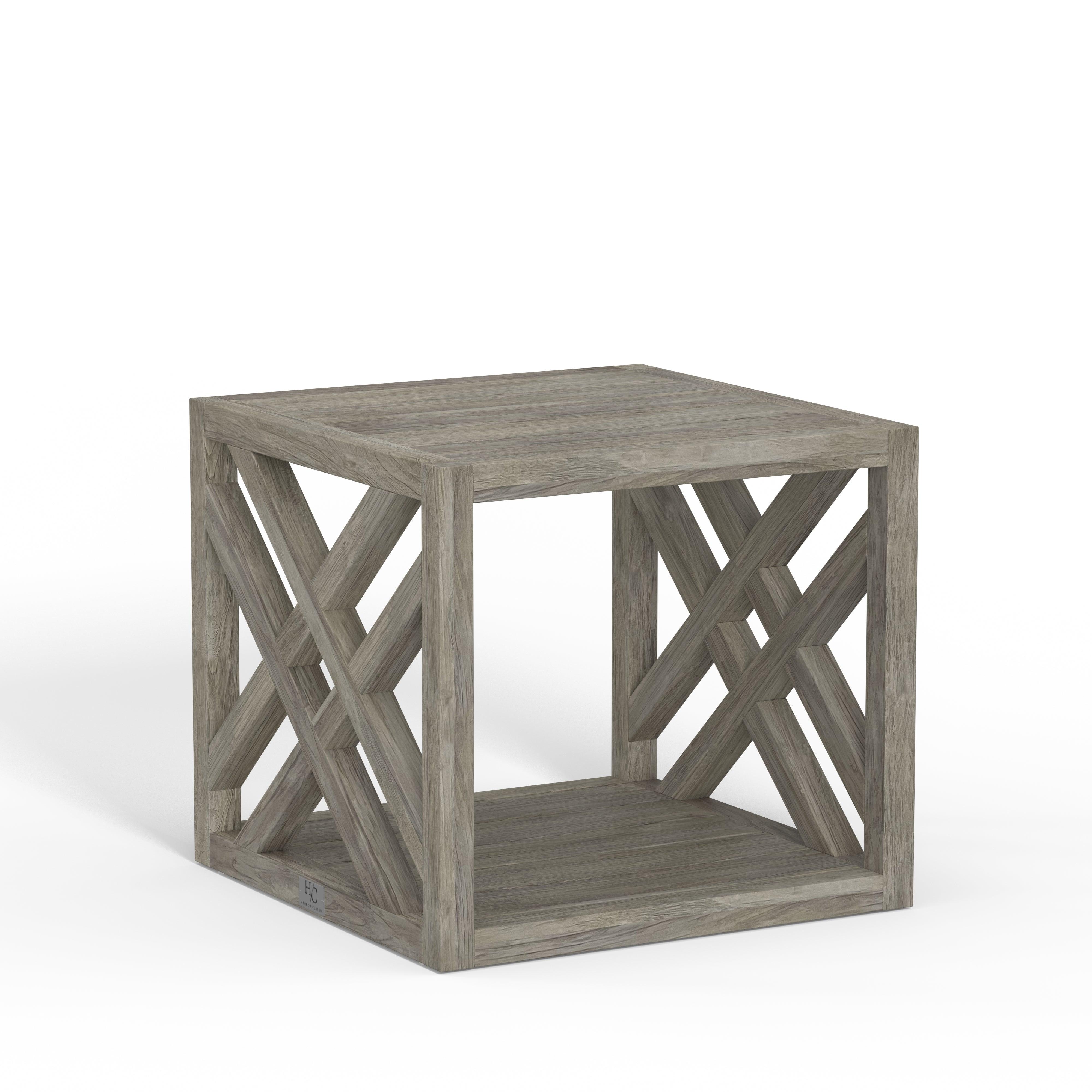 Best Quality Luxury Outdoor Side Table Featured In Weatherproof Weathered Gray Teak