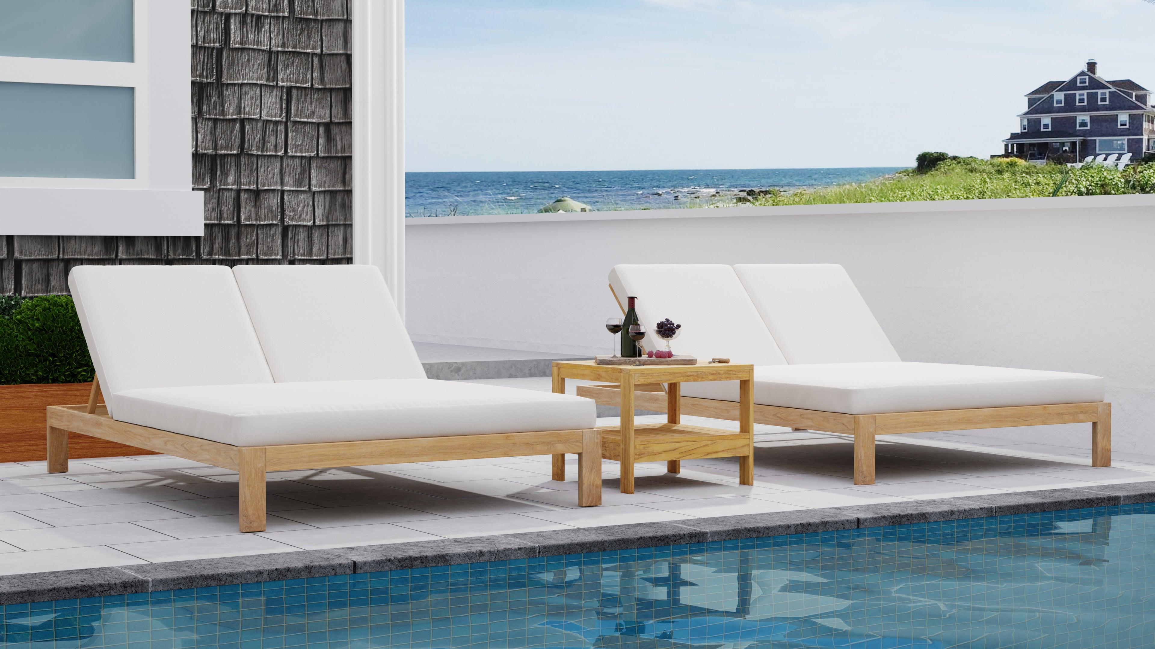 Best Outdoor Luxury Teak Wood Chaise Lounge For Two People
