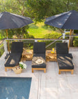 Teak Patio Loungers with Teak Side Tables - Harbor Classic