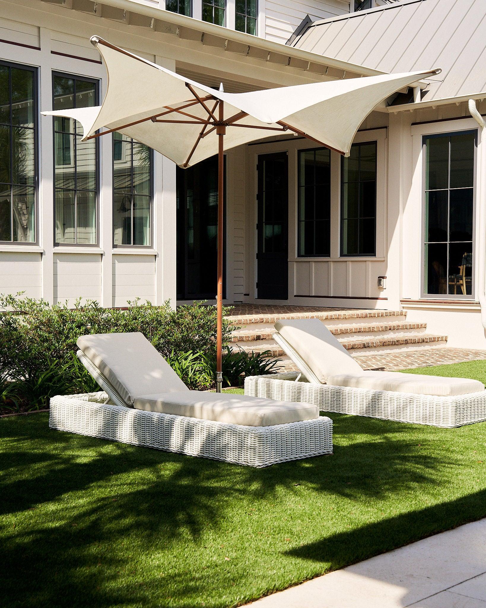 Outdoor chaise with discount umbrella