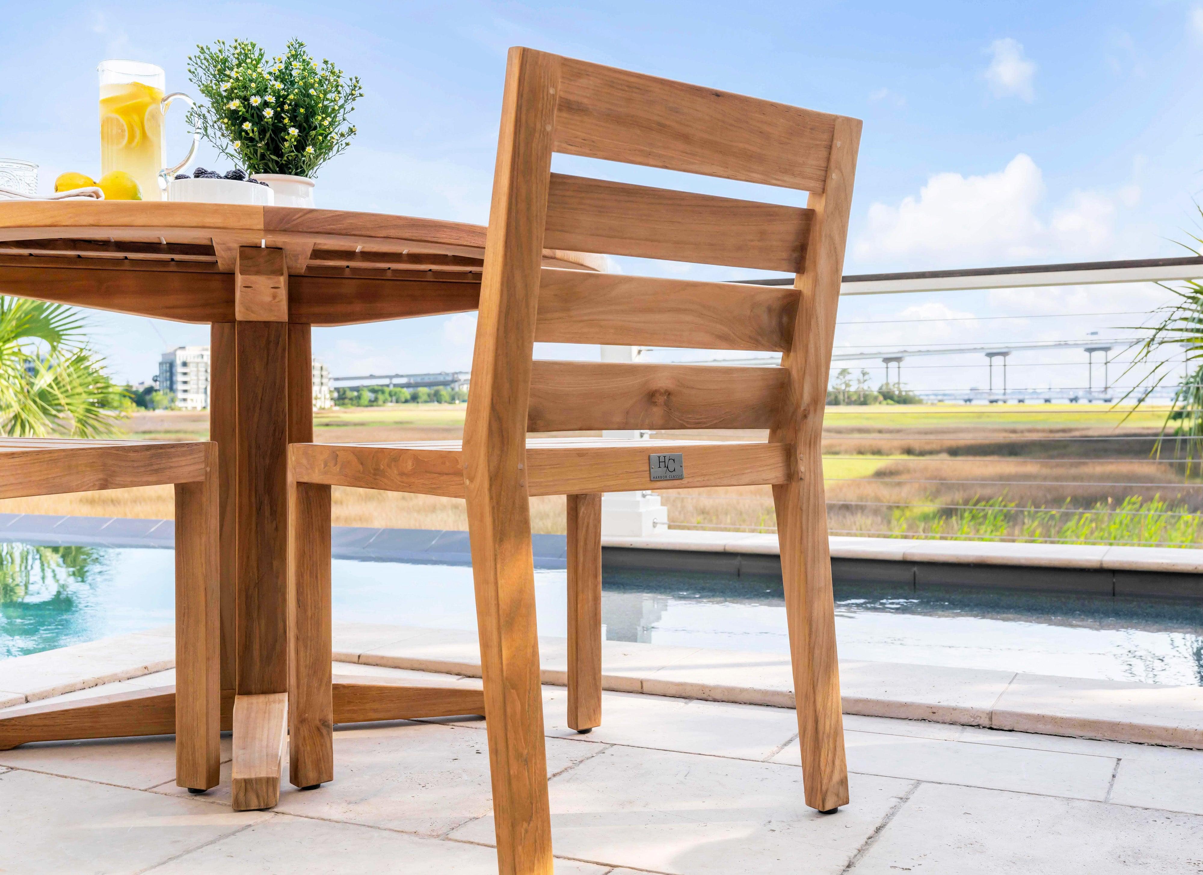 Highest Quality Outdoor Teak Pedestal Dining Table For Four