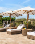 Highest Quality  Outdoor Wicker Chaise Lounge, Umbrella And Coffee Table 