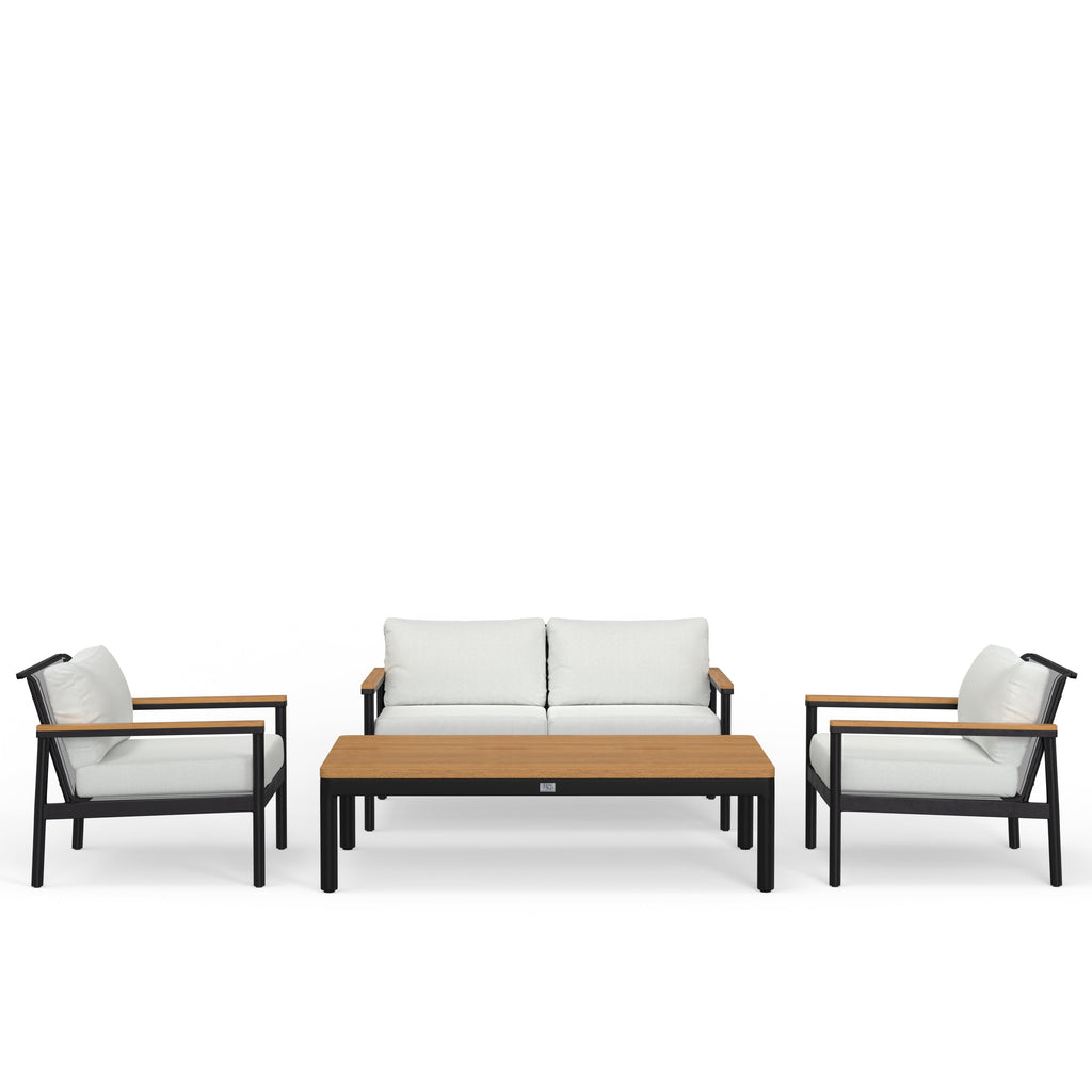 Powder Coated Black Aluminum Loveseat Set