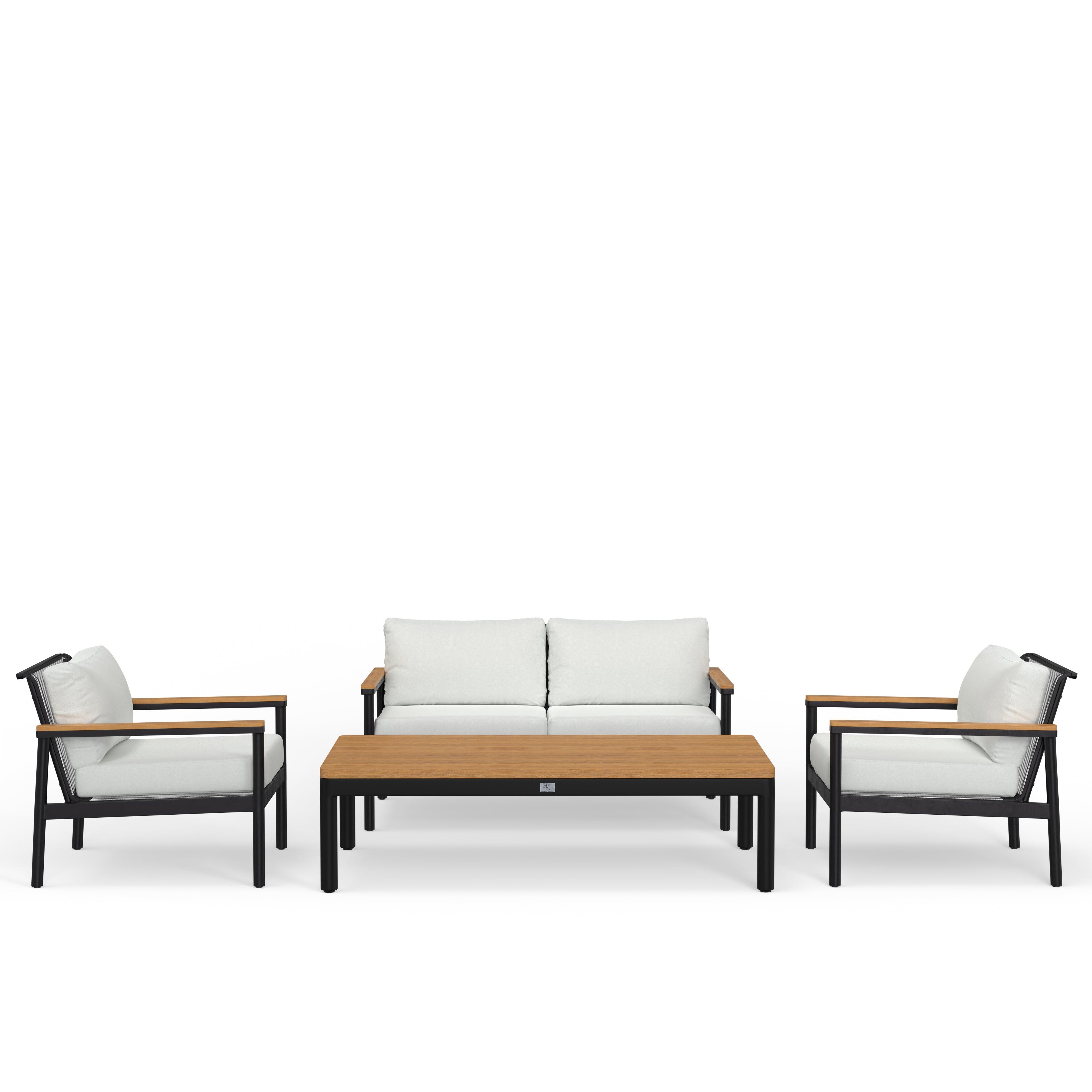 Powder Coated Black Aluminum Loveseat Set