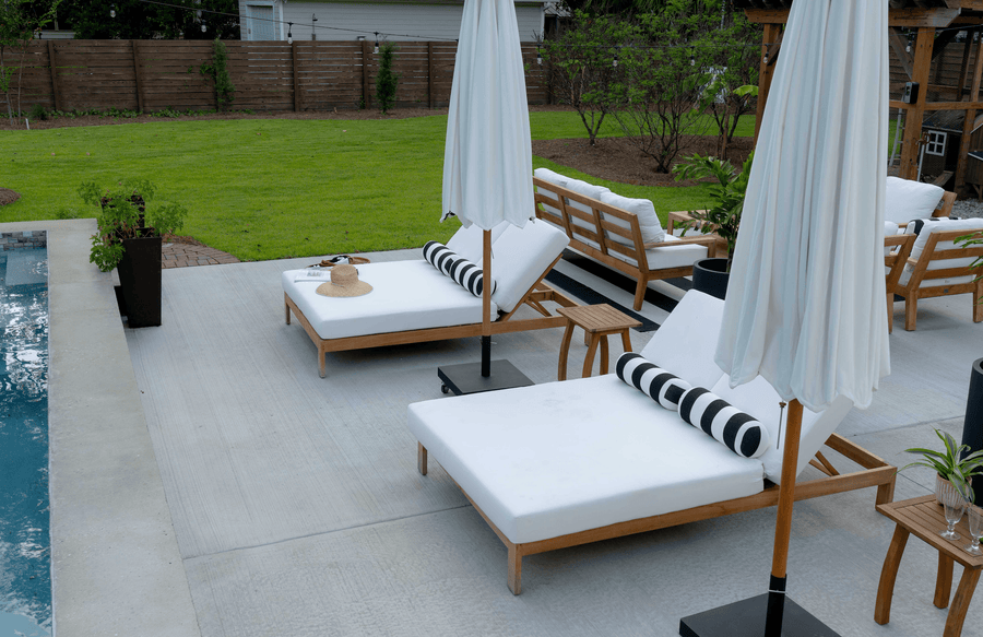 Luxury Wood Chaise Lounge Set For Outdoor 