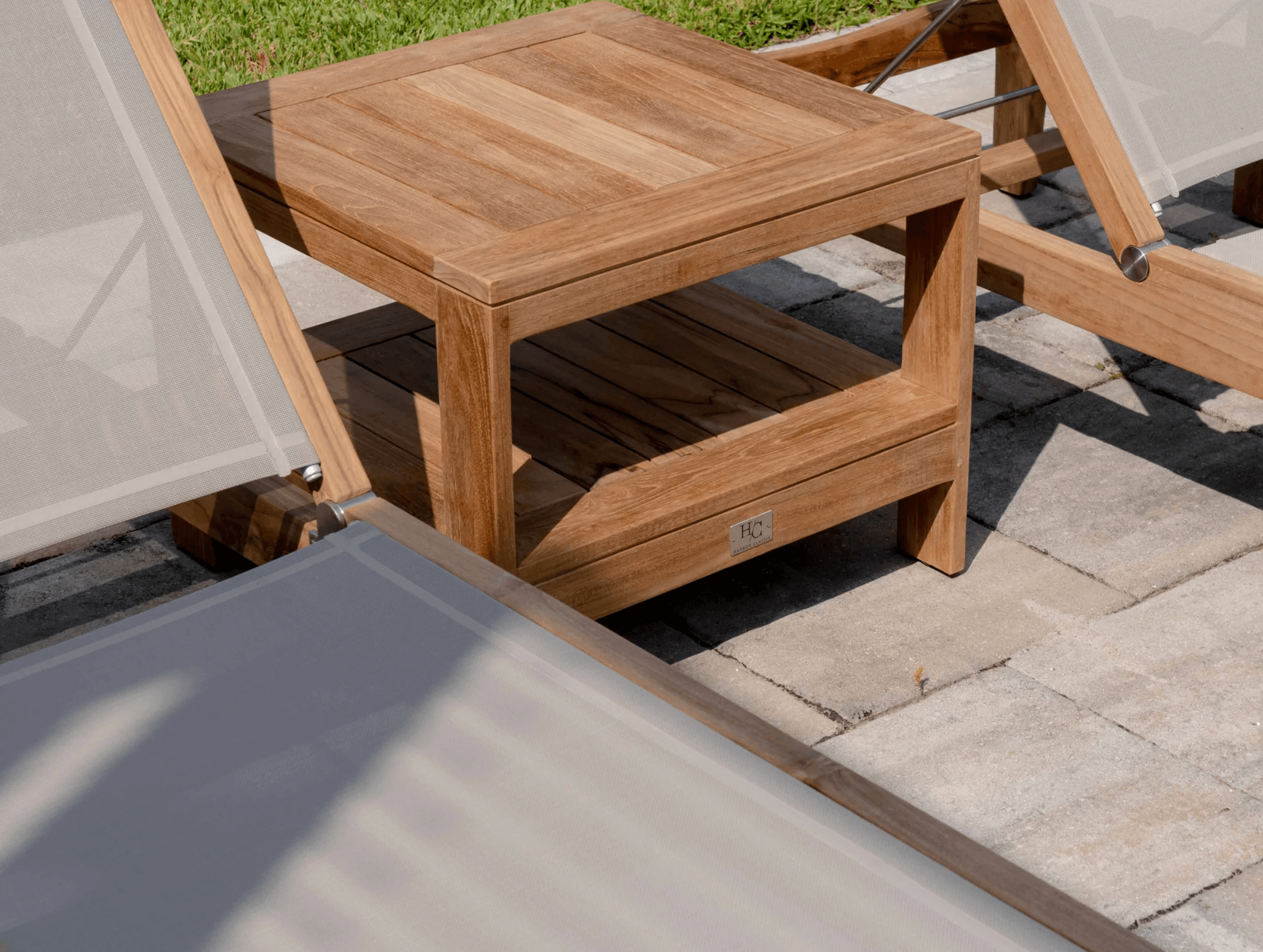 All Teak Side Accent Table For Outdoors