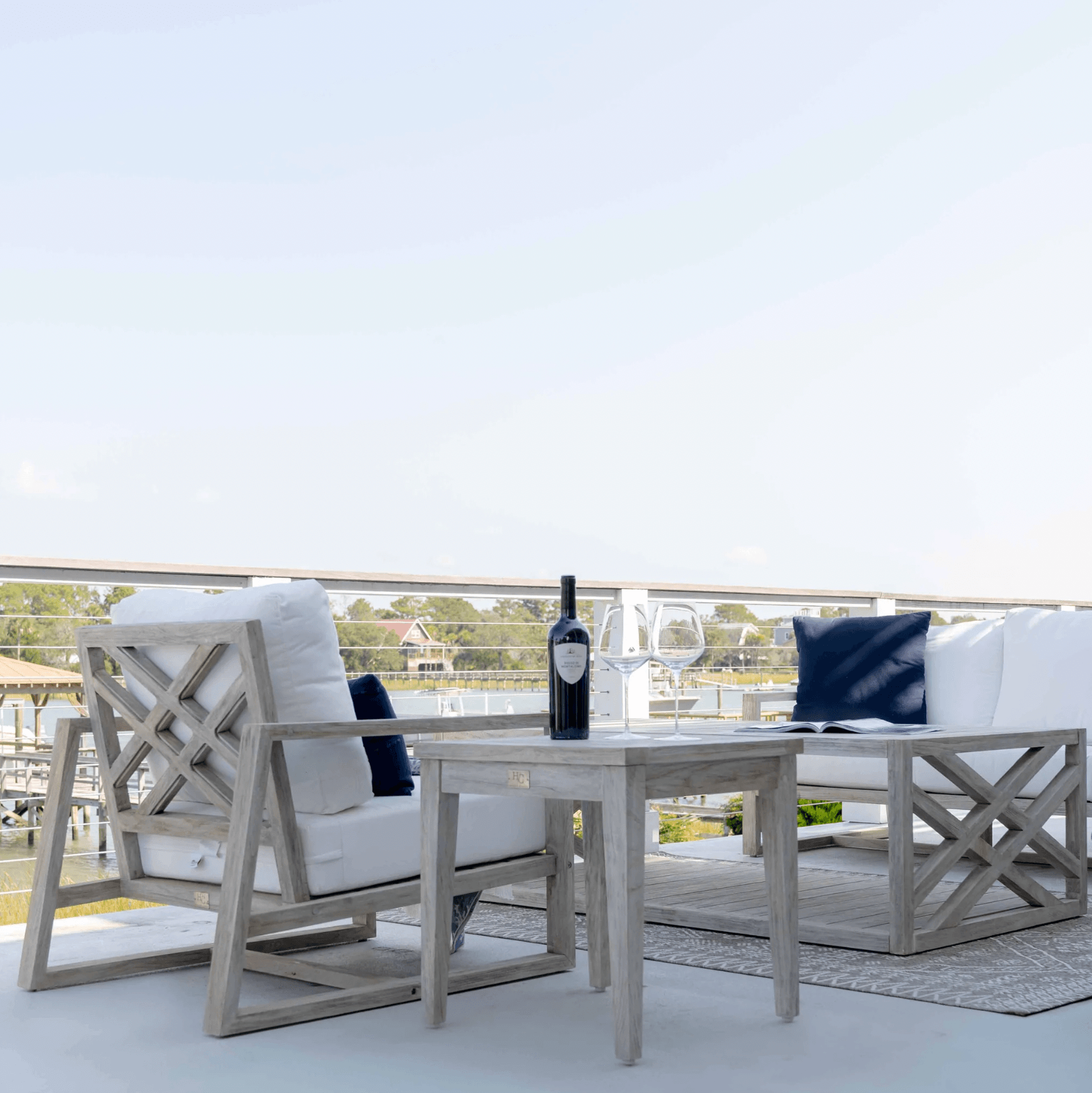 Harbor Classic Luxury Outdoor Gray Teak Club Chairs