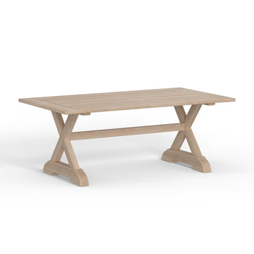 Best Quality Luxury Outdoor Weathered Gray Teak Trestle Dining Table 