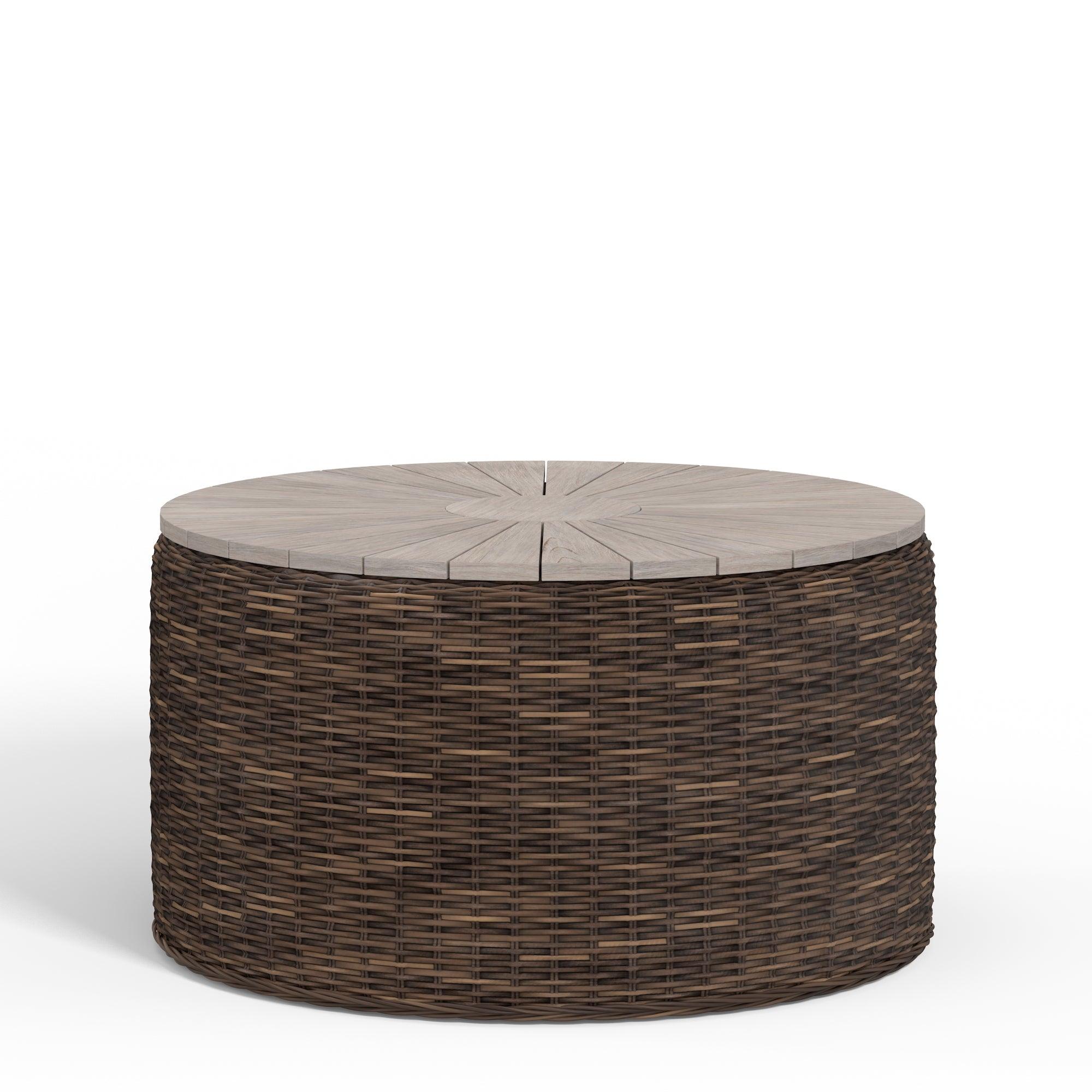 Wicker &amp; Teak Outdoor Coffee Table