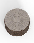 Highest Quality Luxury Outdoor Wicker Coffee Table And Umbrella Stand With Weathered Gray Teak 