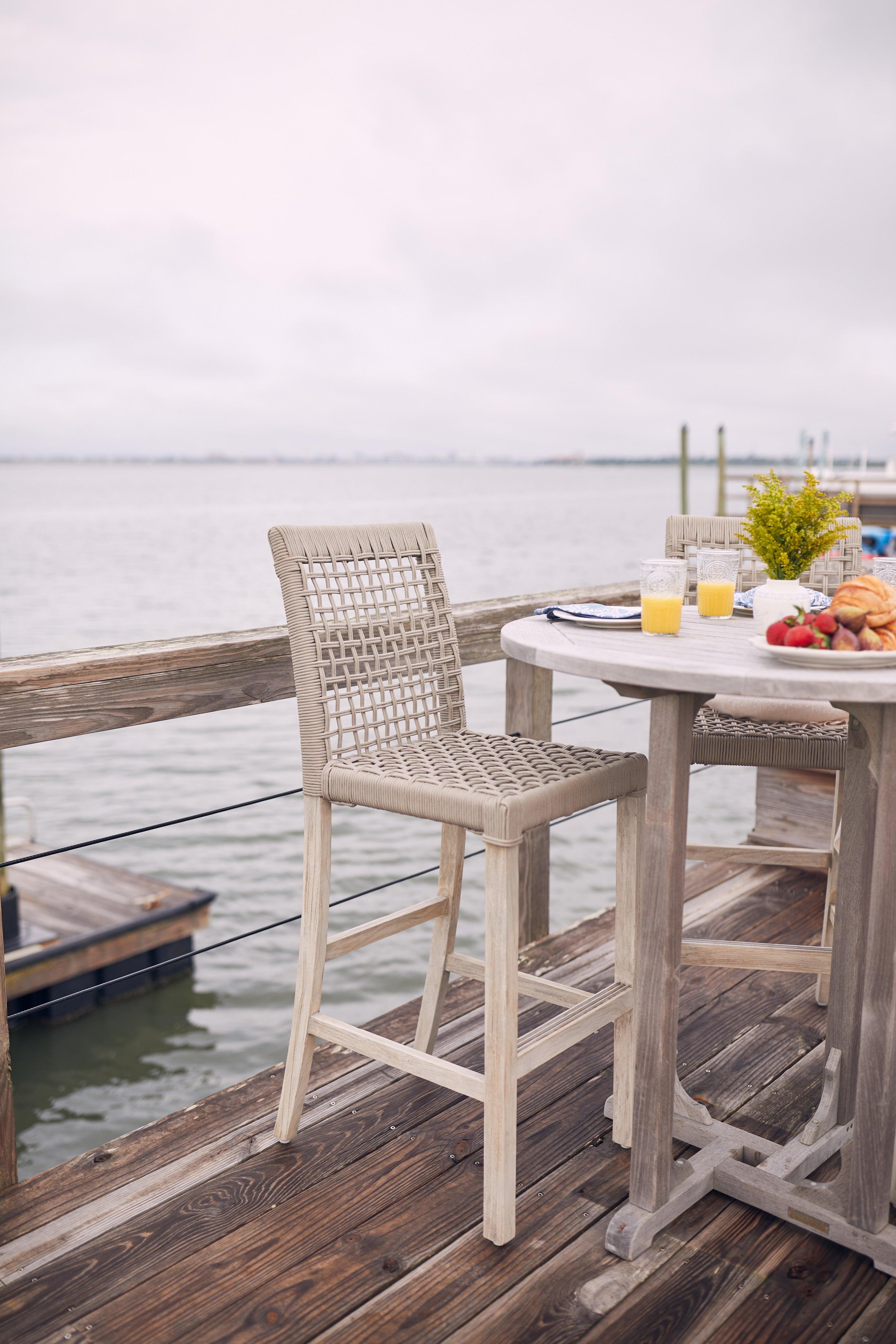 Gray weathered outdoor bar chair