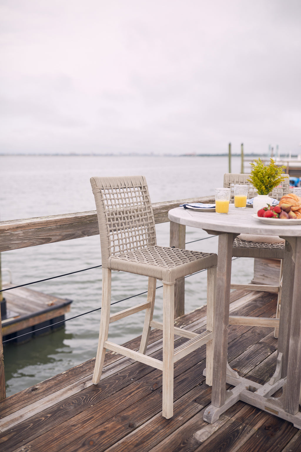 Luxury Gray Teak Bar Table