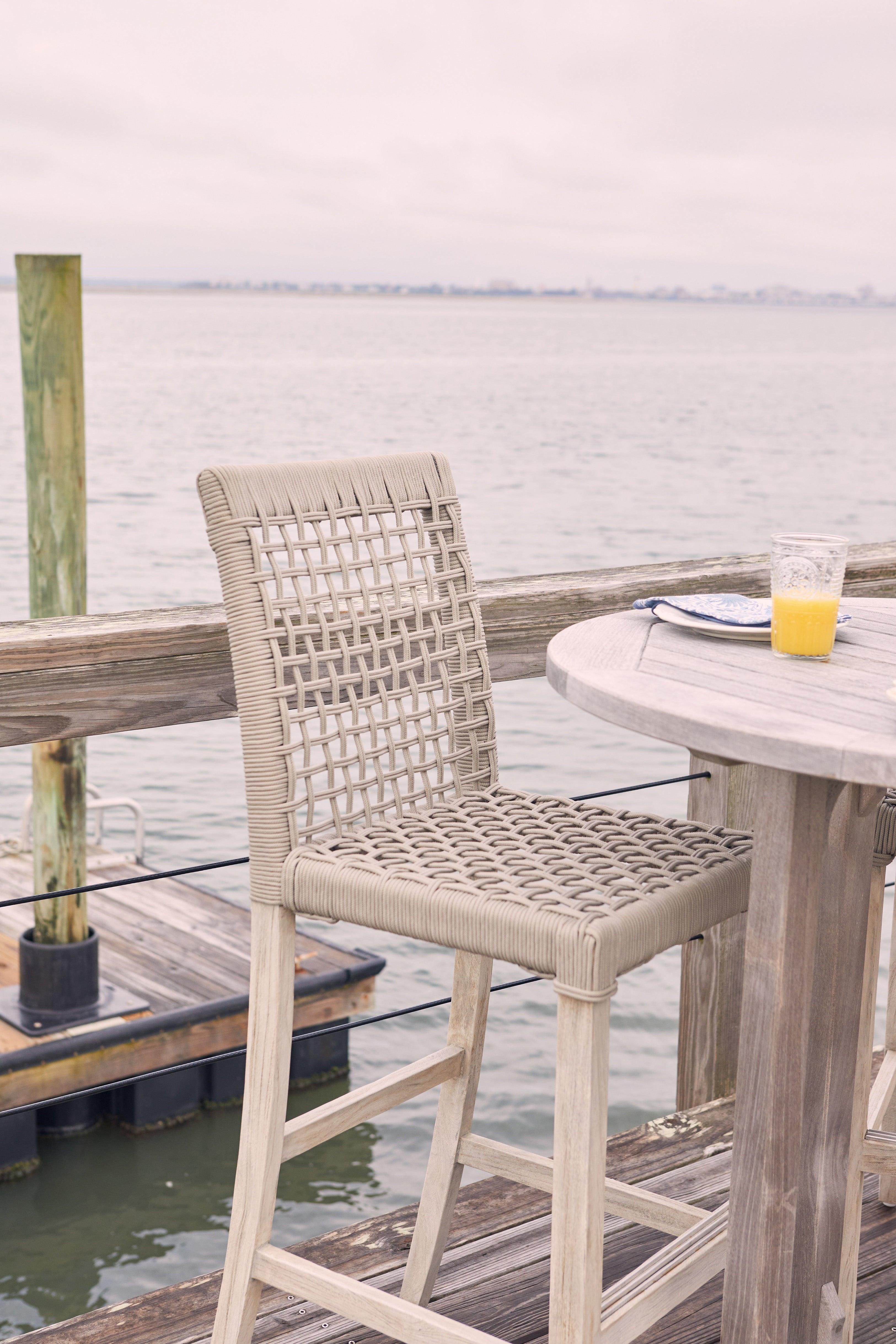 Grey Teak Patio Bar Chair