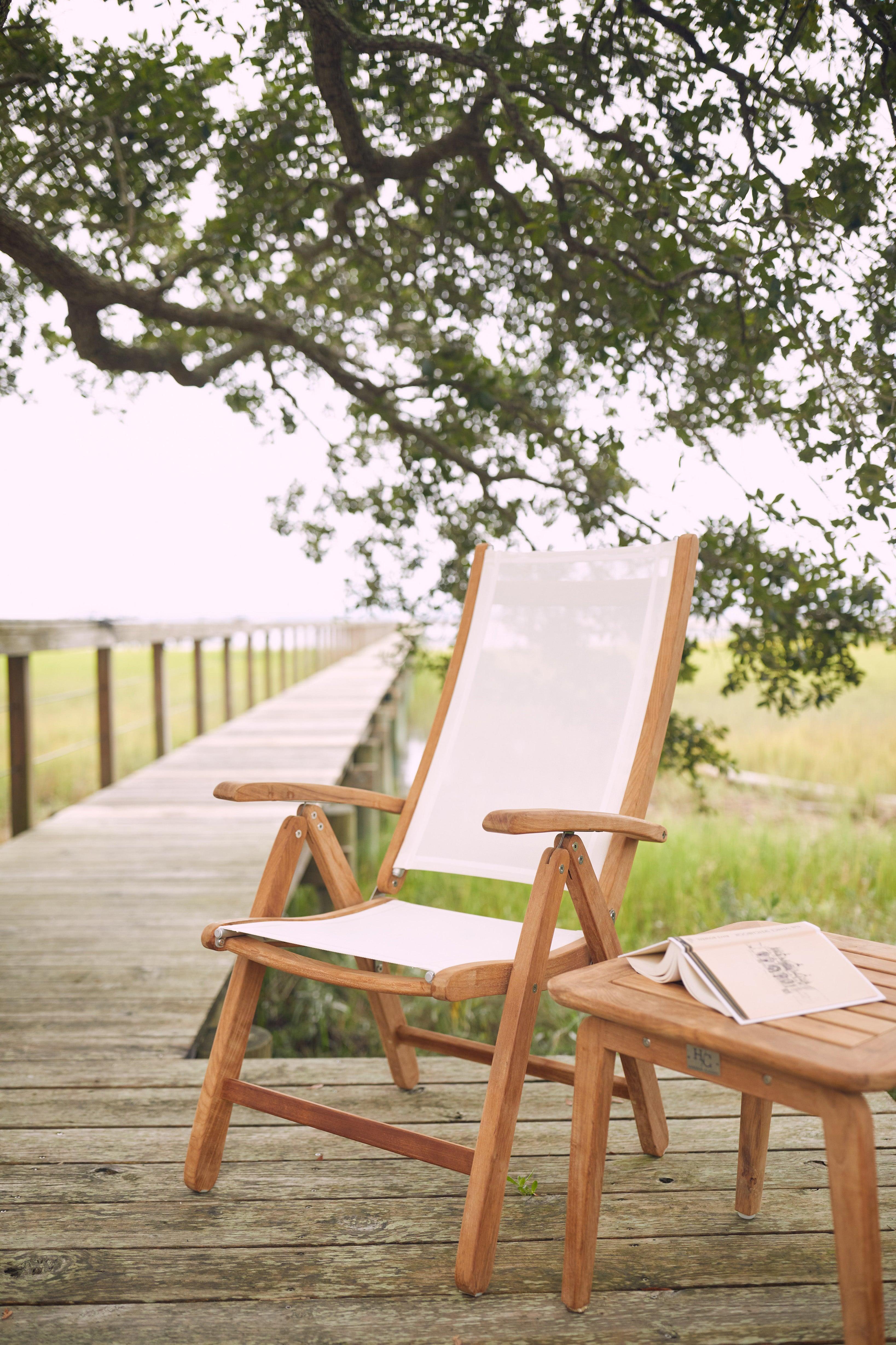 Teak outdoor sling chair