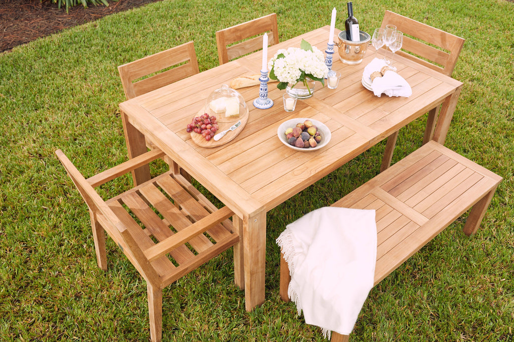 Modern Teak Outdoor Dining Chair With Arms